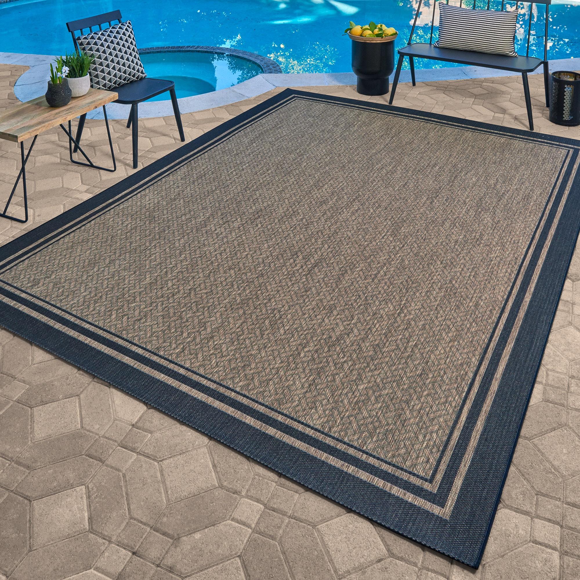 Gertmenian Paseo Soroa Chestnut Brown/Black Classic Border Indoor/Outdoor Flatweave Area Rug