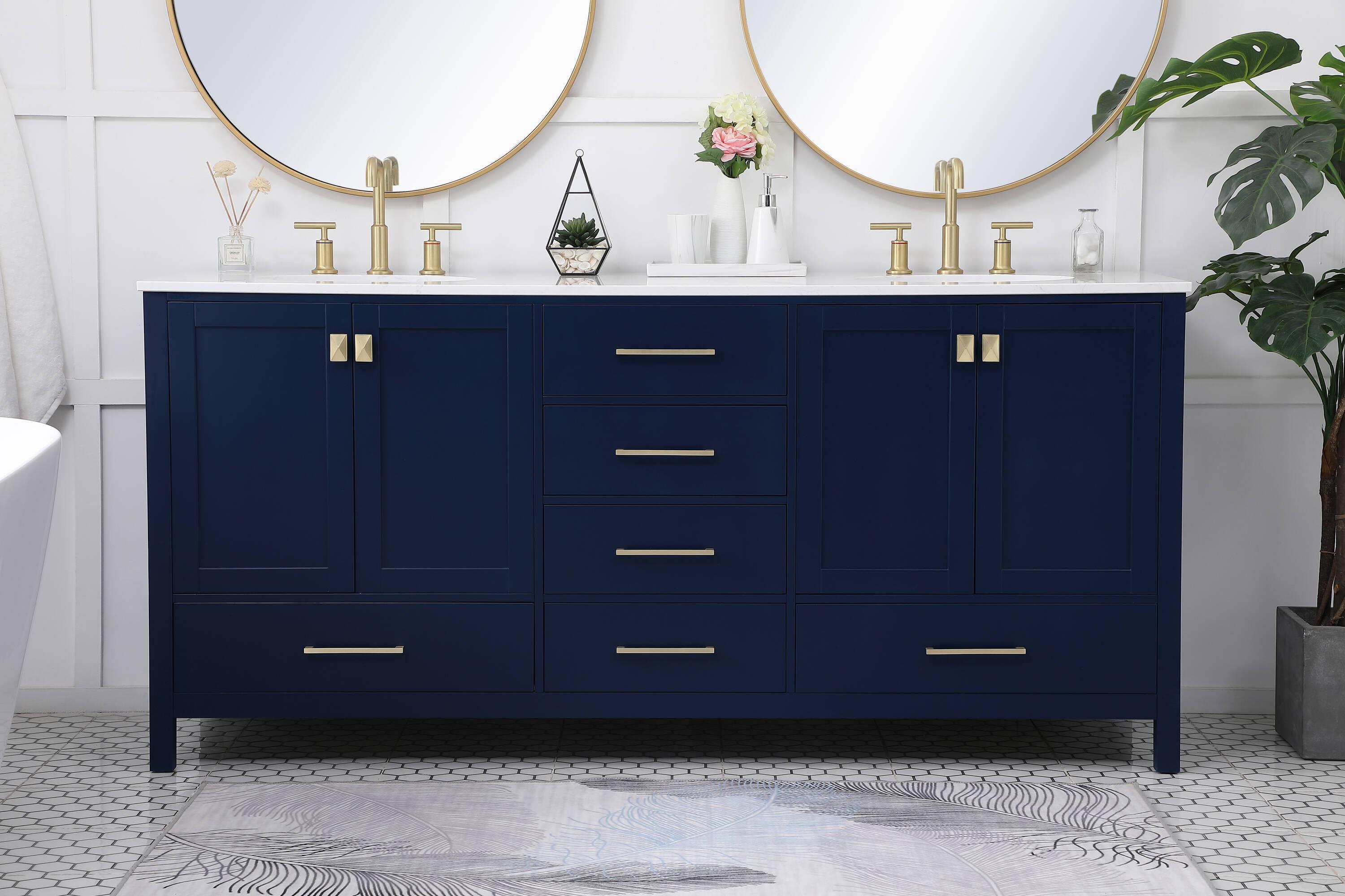 Lamborn 72'' Double Bathroom Vanity with Engineered Marble Top