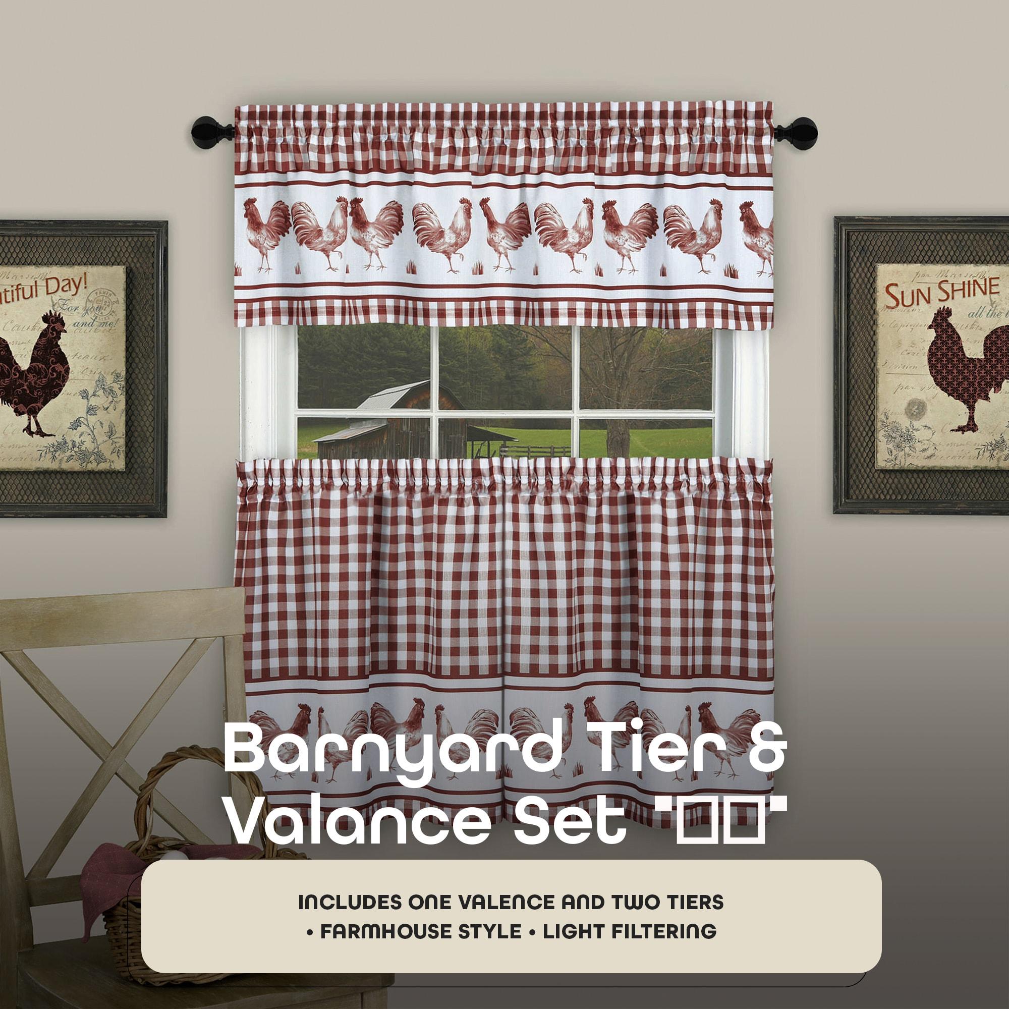 Achim Barnyard Window Curtain Valance, 58 x 14, Burgundy