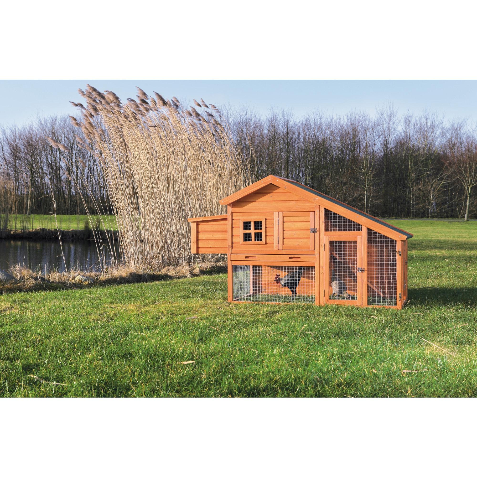 TRIXIE TRIXIE 2-Story Weatherproof Outdoor Chicken Coop, 2 Nesting Boxes, Fits 2 Std Chickens or 4 Bantams