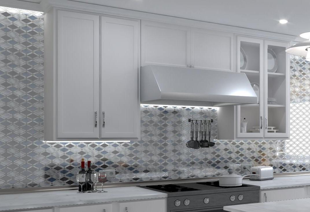 Andova Geom Aluminum Metal Diamond Mosaic Kitchen Backsplash, Bathroom, Shower, Wall and Floor Tile