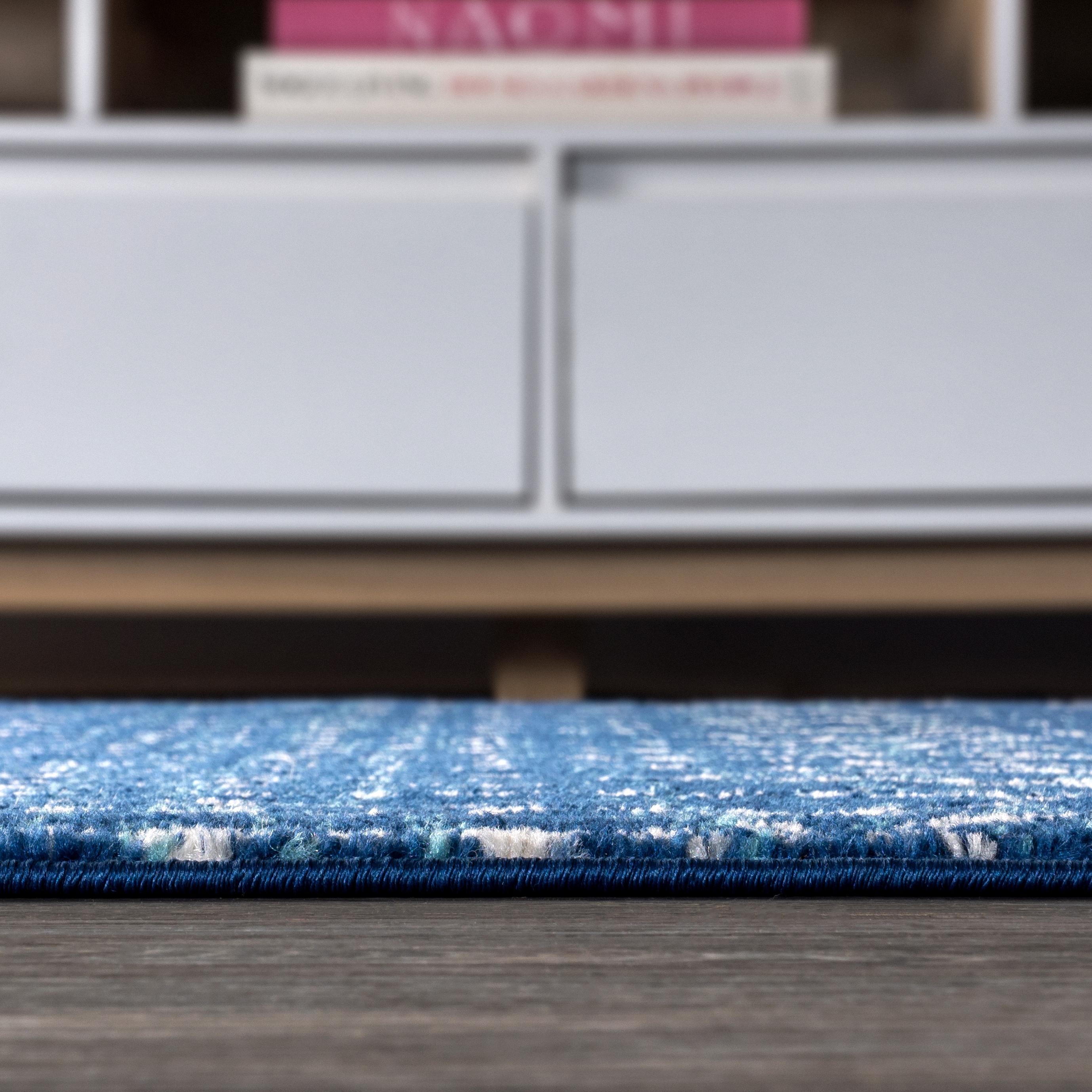 JONATHAN Y Moroccan HYPE Boho Vintage Diamond Blue/White 4 ft. x 6 ft. Area Rug