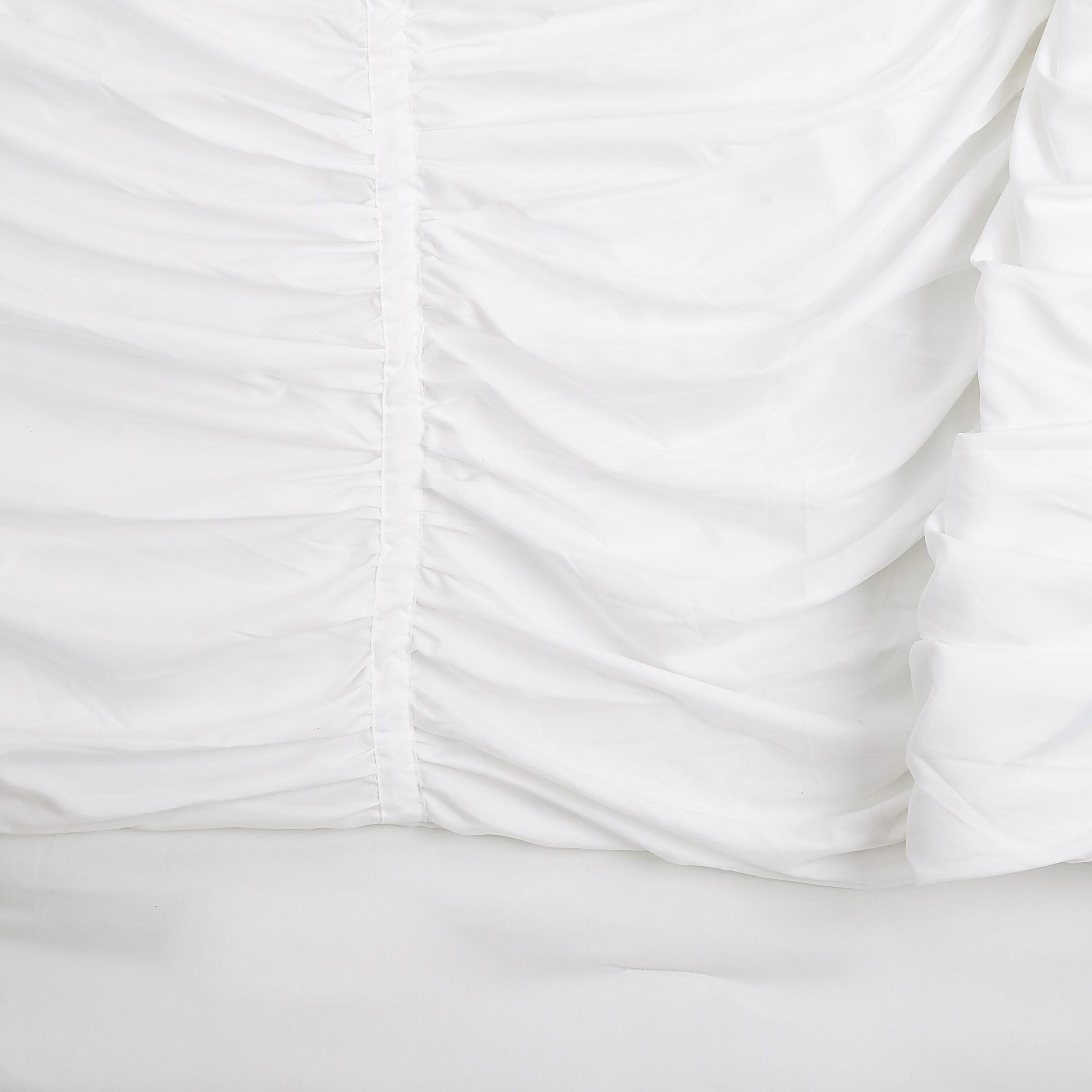 Emily Texture (White) 2-Piece Comforter Set, Ruched All Seasons Bedding, Machine Washable - Twin/Twin XL Size