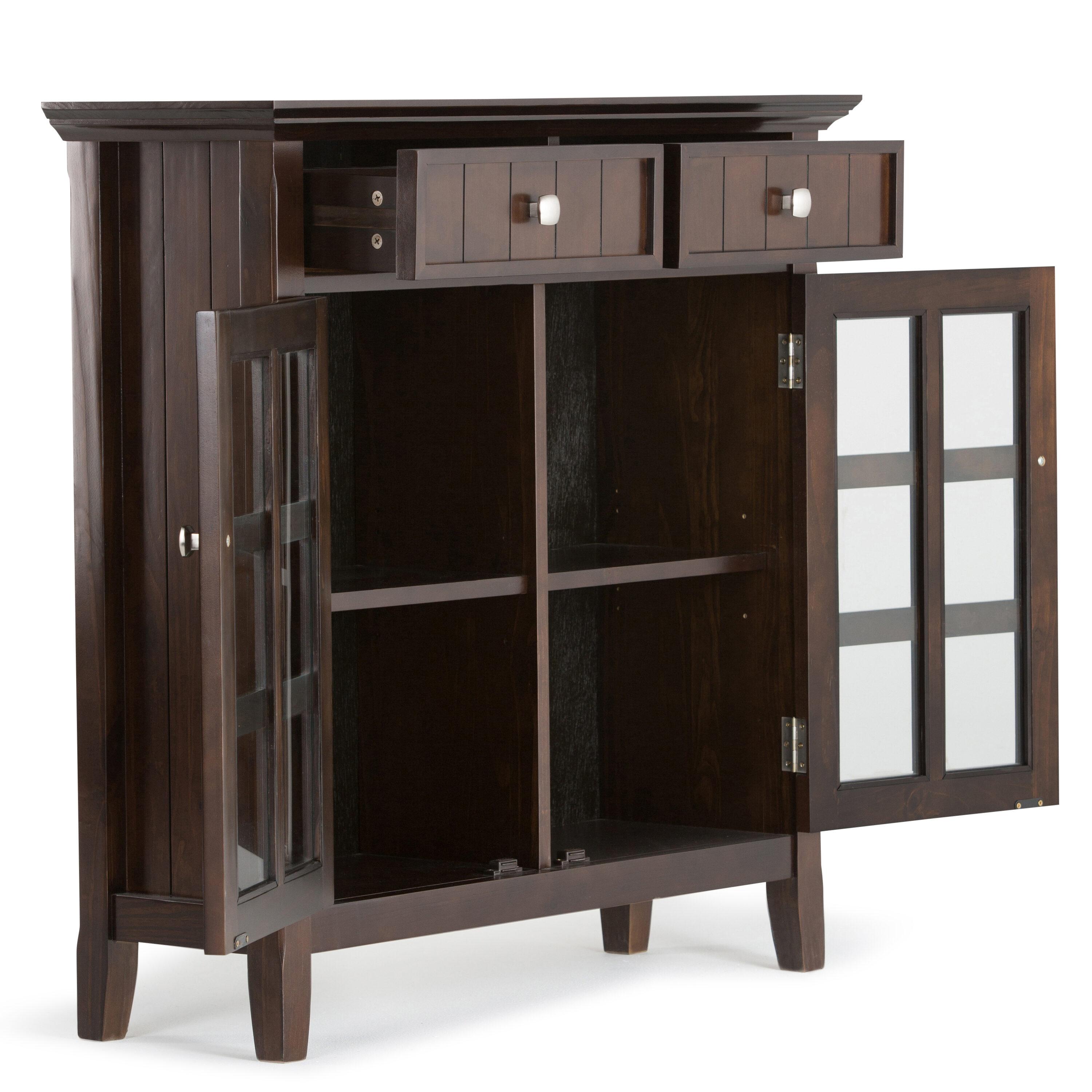 Simpli Home Acadian Solid Wood Entryway Storage Cabinet In Brunette Brown