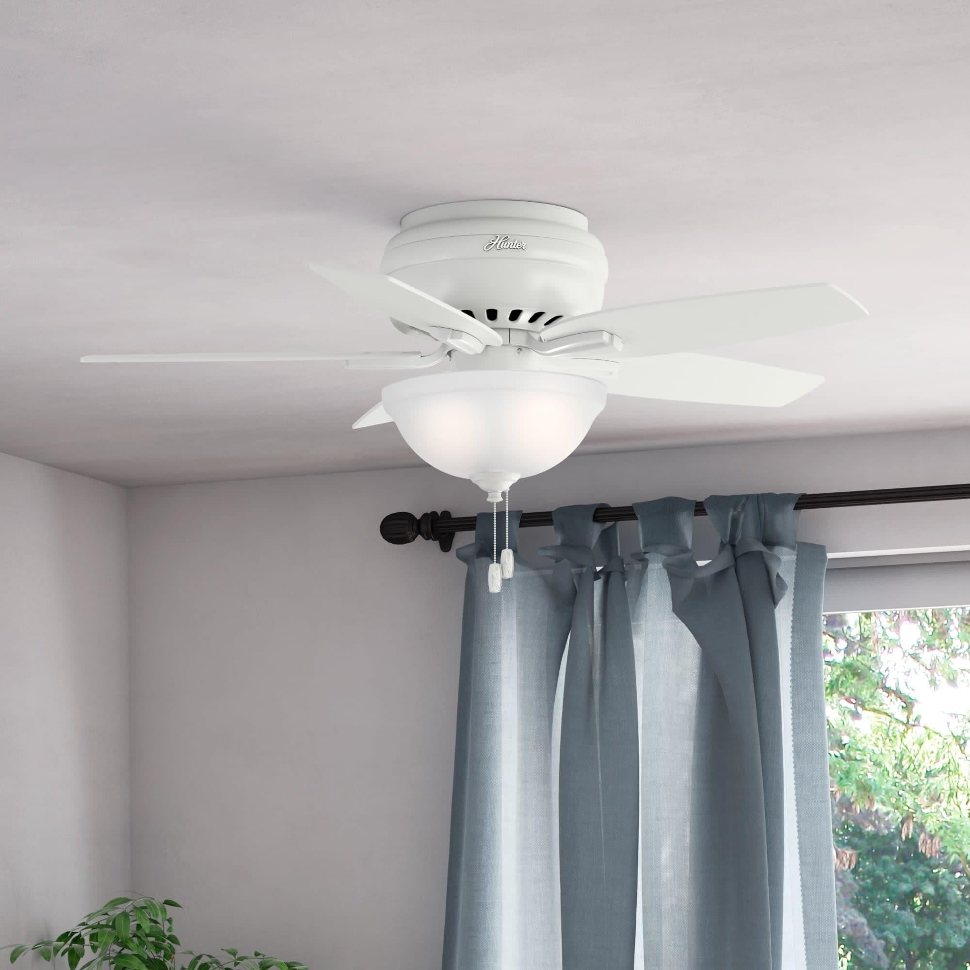 Newsome 42" 5 - Blade Traditional Flush Mount Indoor Ceiling Fan with Lights and Pull Chains