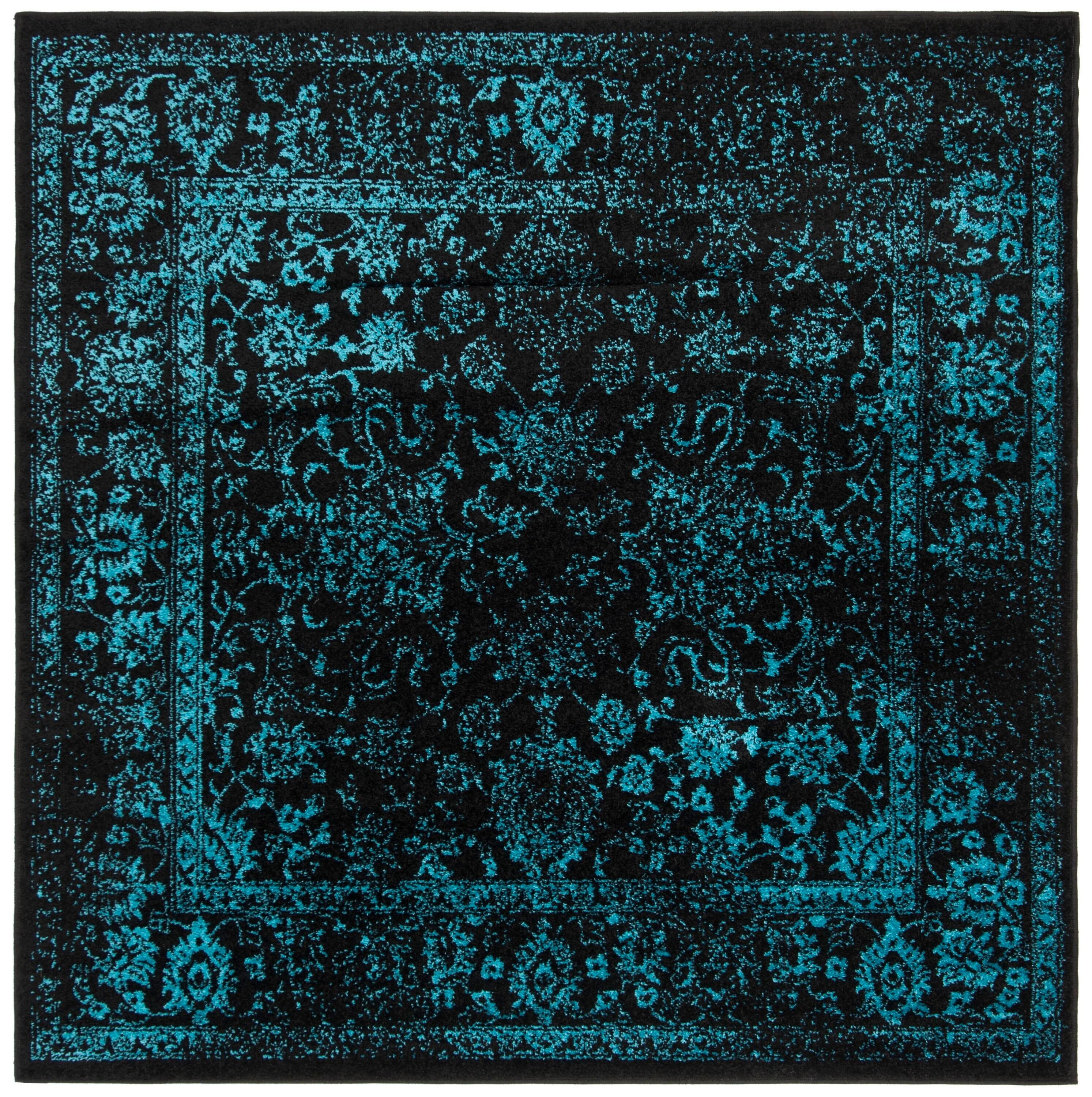 Adirondack ADR109 Machine Made Indoor Area Rug - Black/Teal - 6'x6' - Safavieh