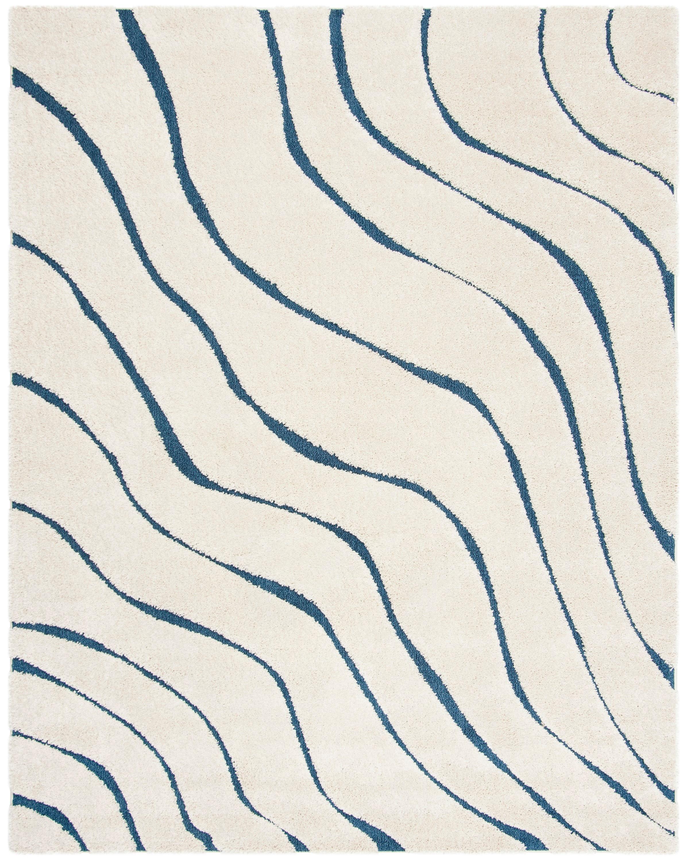 Florida Shag SG472 Power Loomed Indoor Area Rug - Cream/Blue - 8'x10' - Safavieh.