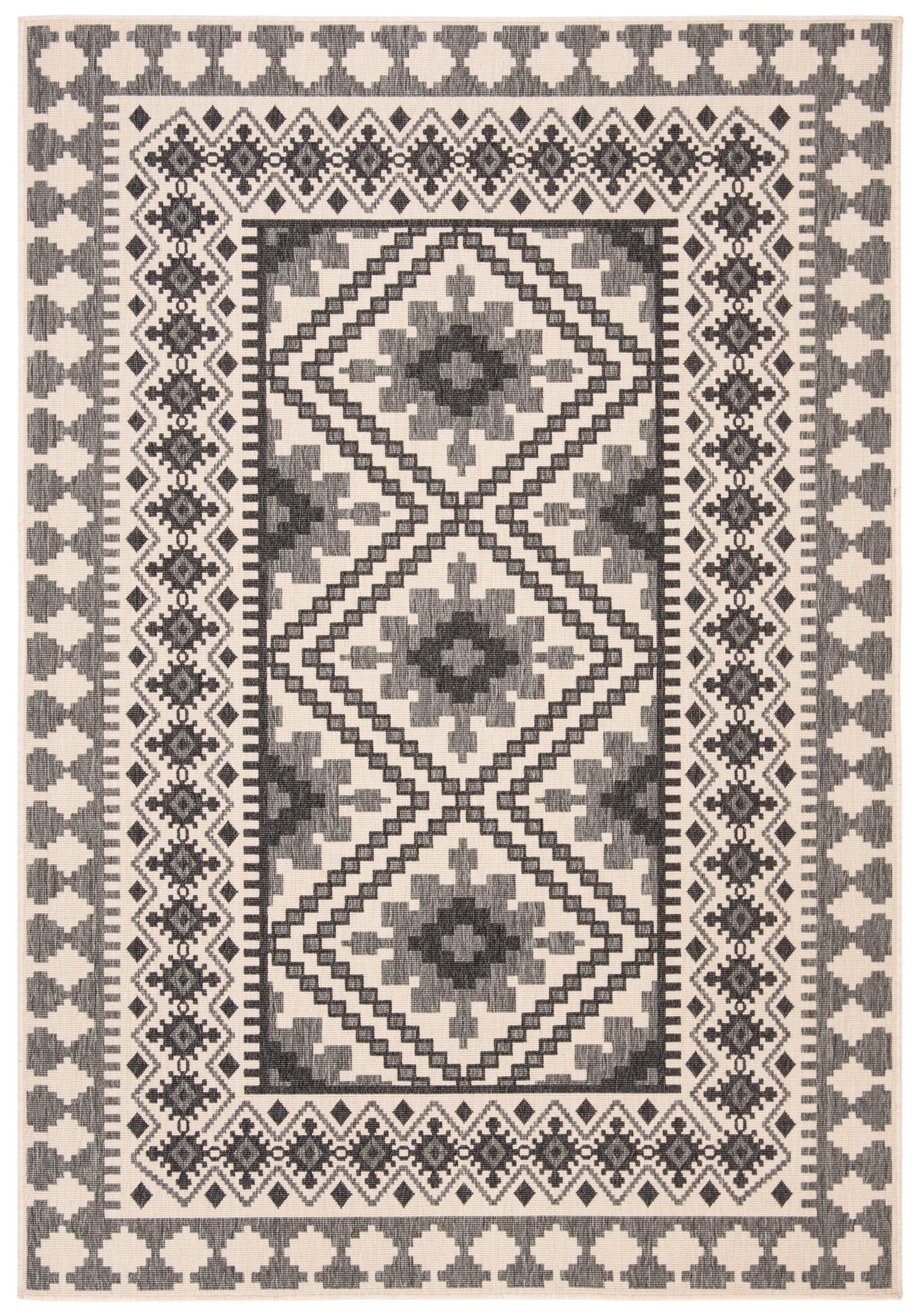 Veranda VER099 Power Loomed Indoor/Outdoor Area Rug - Ivory/Slate - 5'3"x7'7" - Safavieh.