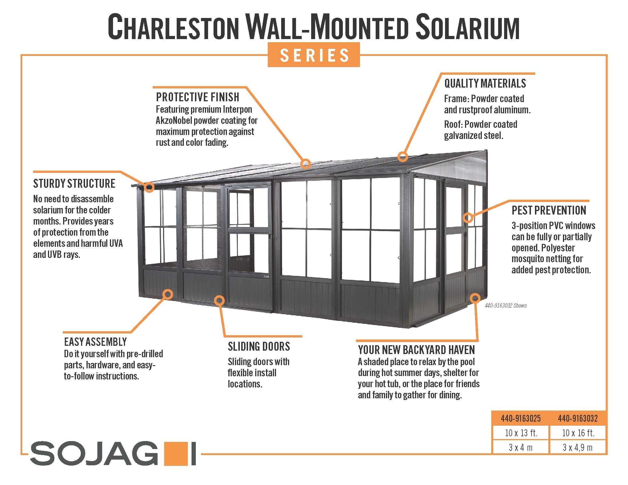 Sojag Charleston 16 Ft. W x 10 Ft. D Aluminum Patio Gazebo