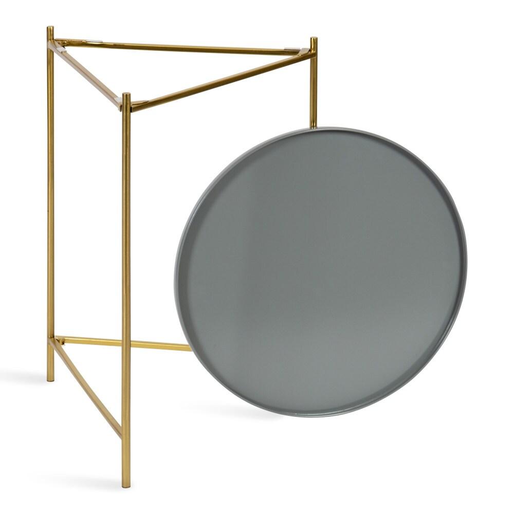 Kate and Laurel Ulani Round Metal Nesting Table, 2 Piece, Gray and Gold