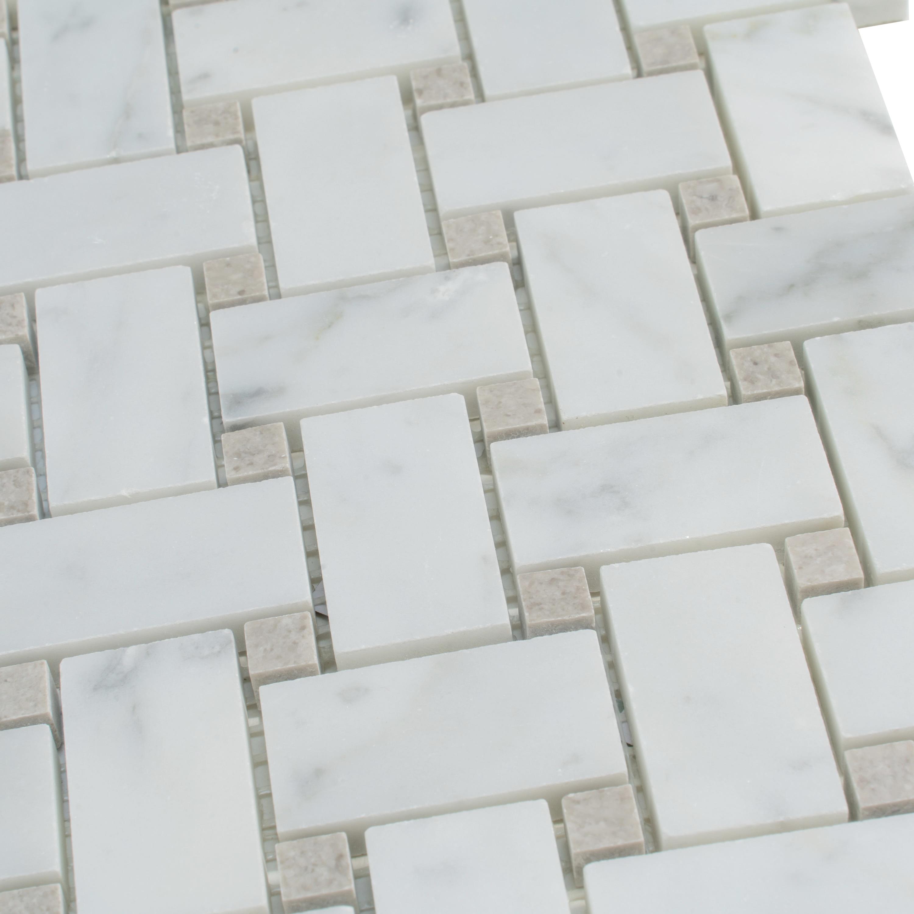 12" x 12" Natural Stone Basketweave Mosaic Wall & Floor Tile