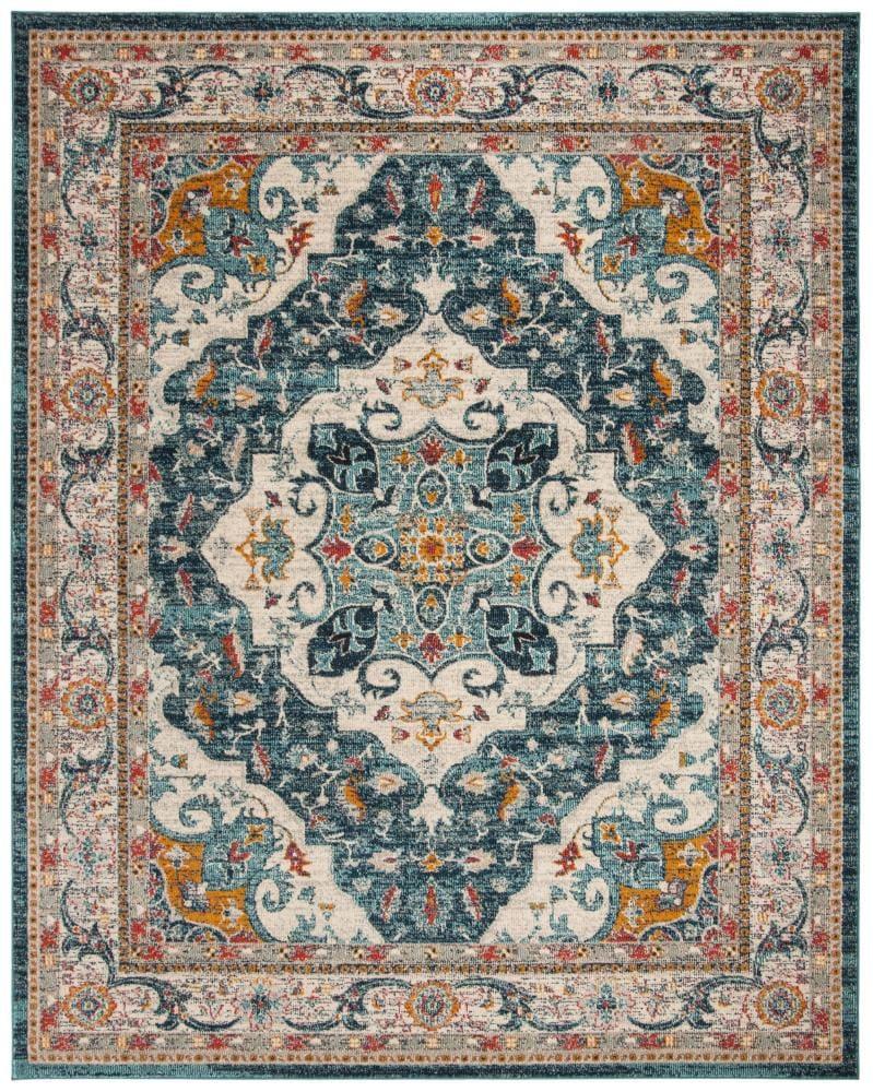 Phoenix PHX154 Power Loomed Indoor Area Rug - 8'x10' - Ivory/Blue - Safavieh
