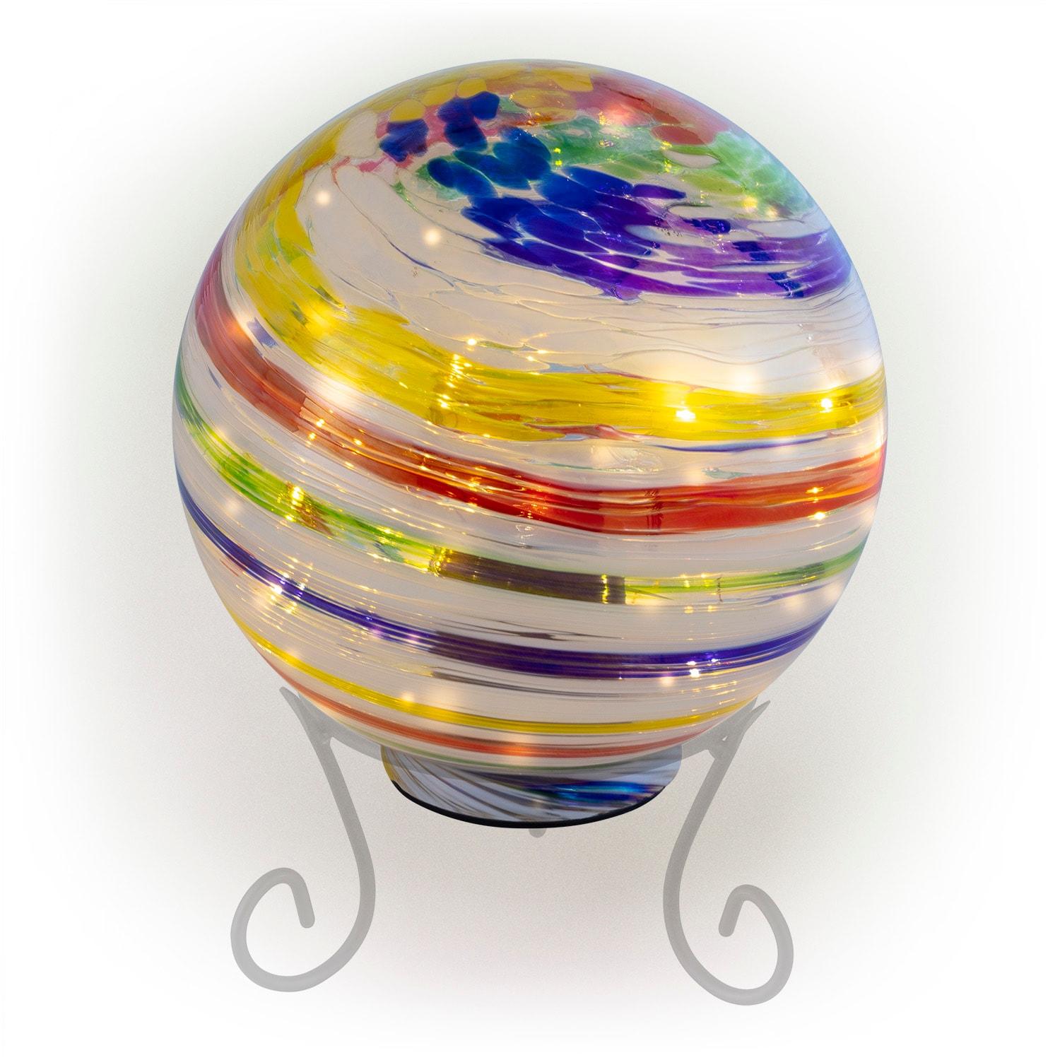 Alpine Corporation 10" Light up Glass Gazing Balls, Multicolor