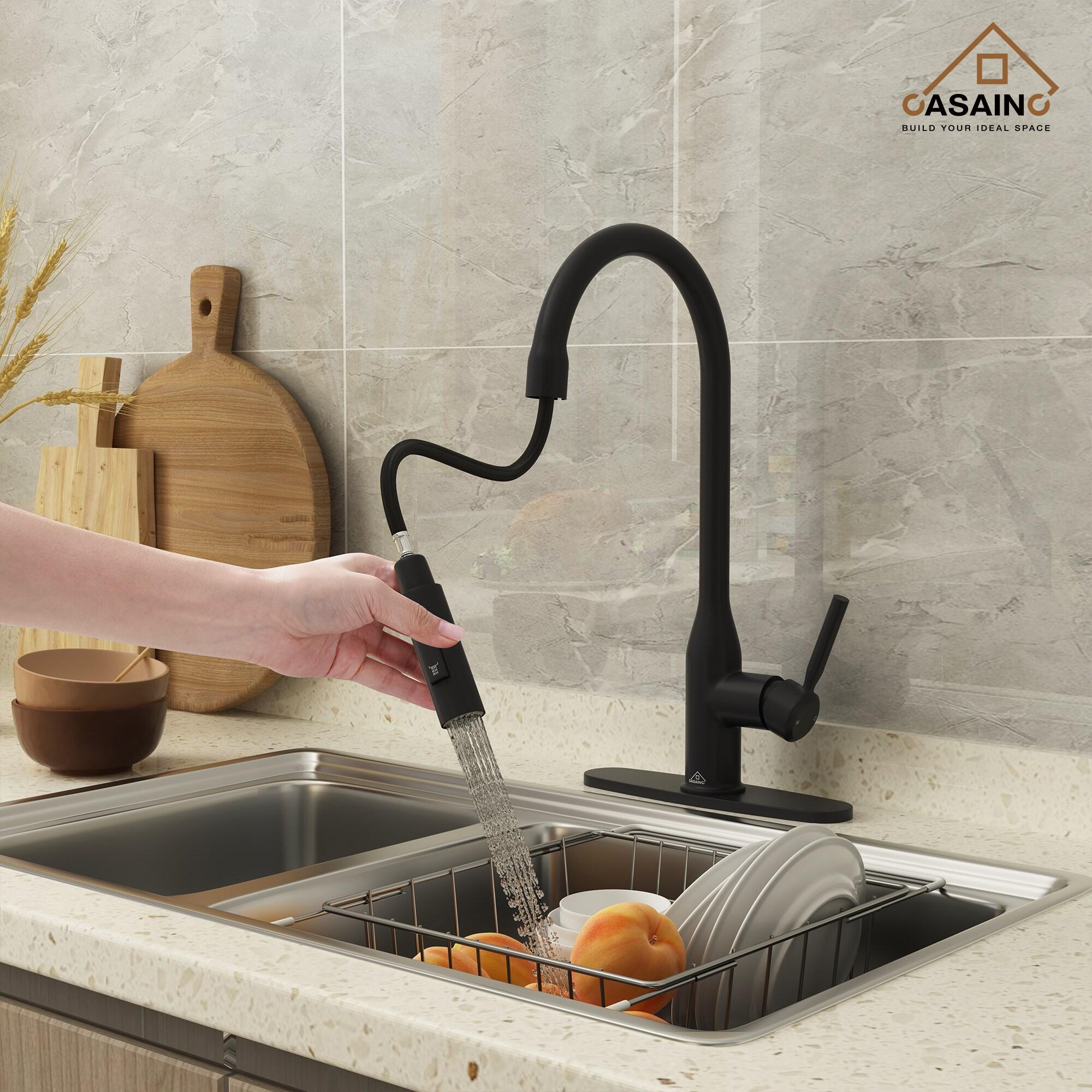 CASAINC Single-Handle Pull-Down Kitchen Faucet Single Hole Faucet