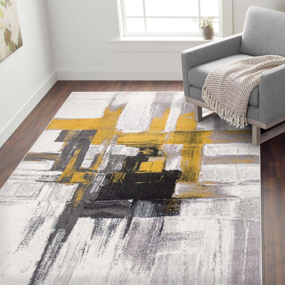 World Rug Gallery Contemporary Modern Abstract Gold 3'3" x 5' Area Rug