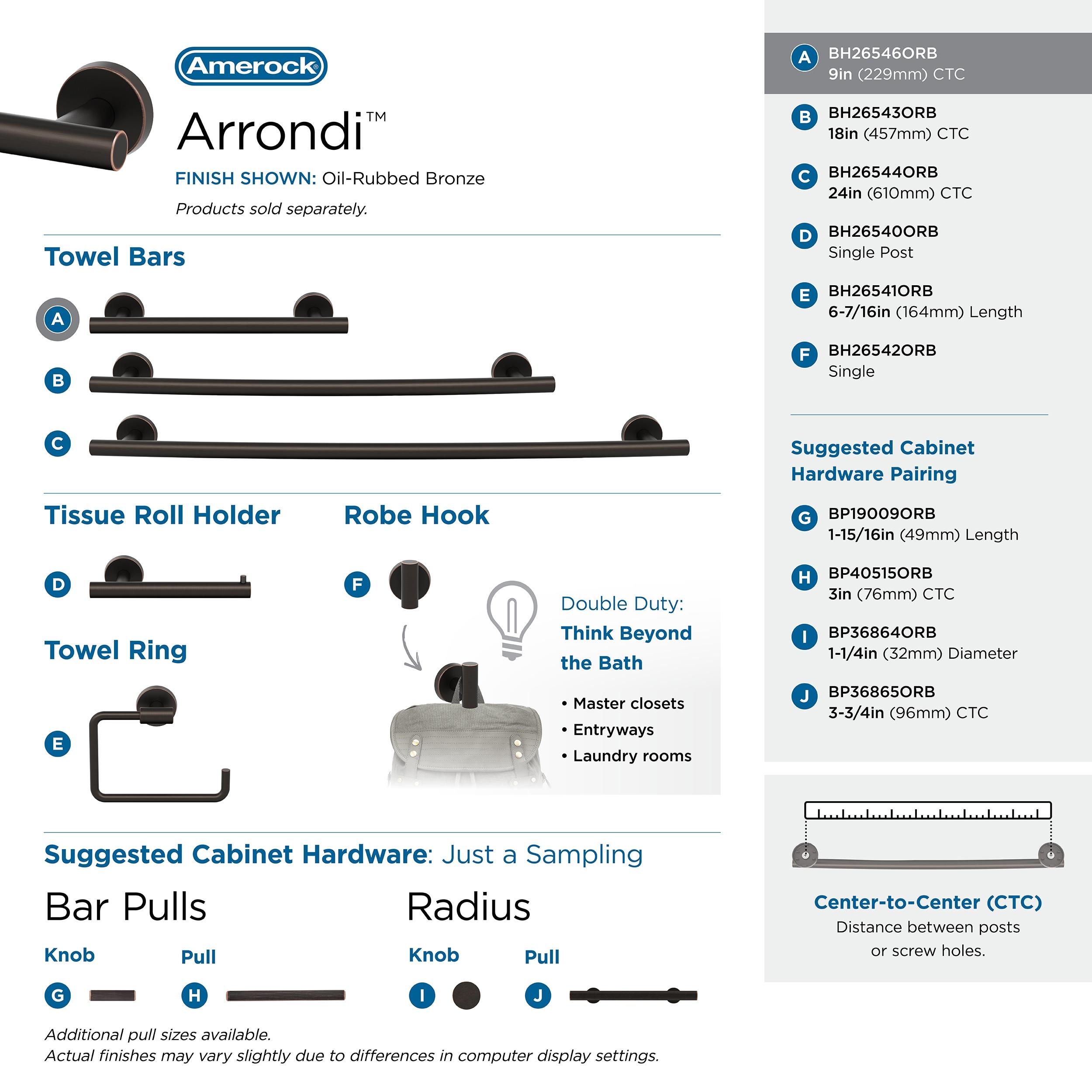 Amerock Arrondi Oil-Rubbed Bronze 9 inch (229mm) Towel Bar