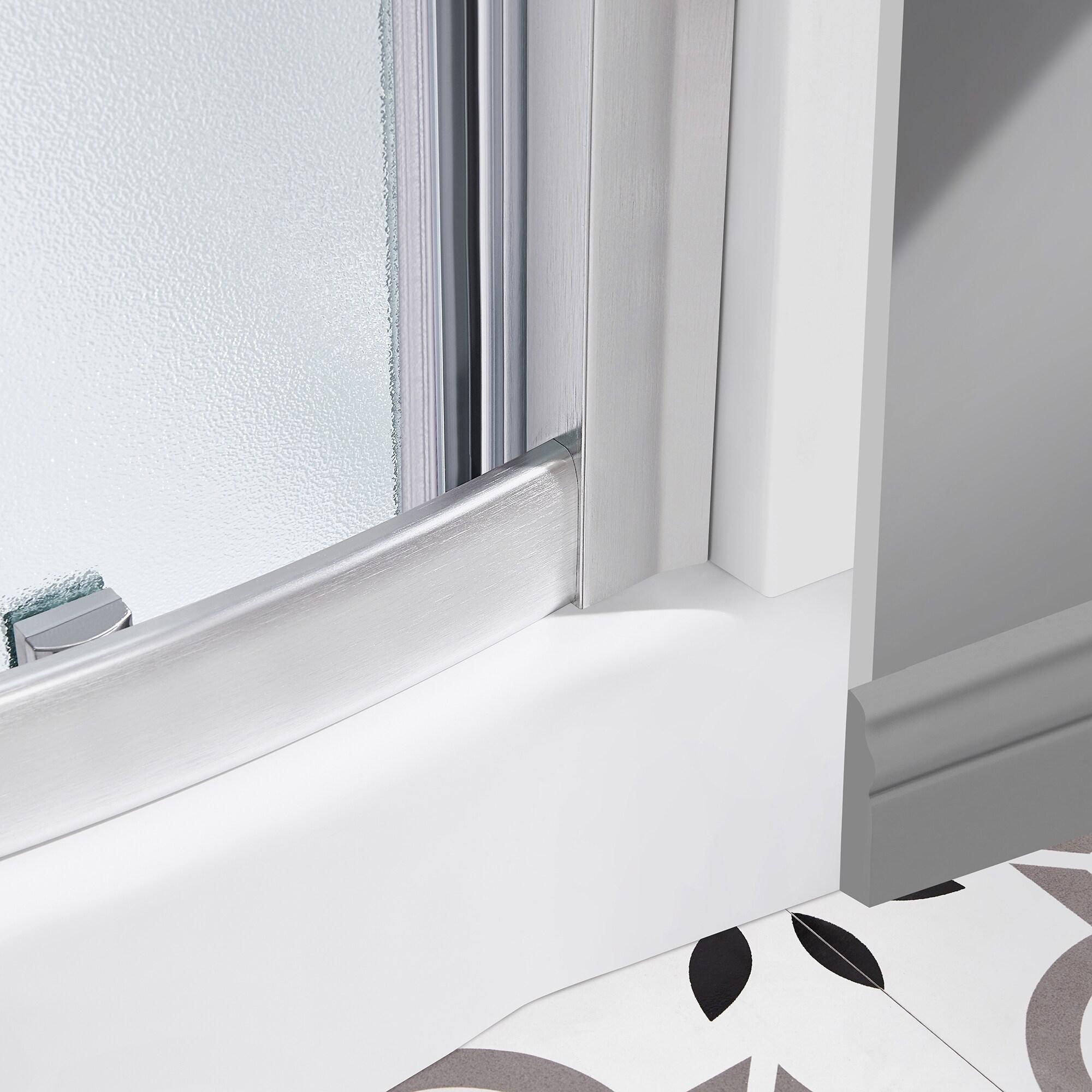 Ove Decors 15SKA-BREF34-SATAC OVE Decors Breeze 35 in. Round Shower Kit w/ Frosted, Base, Wall