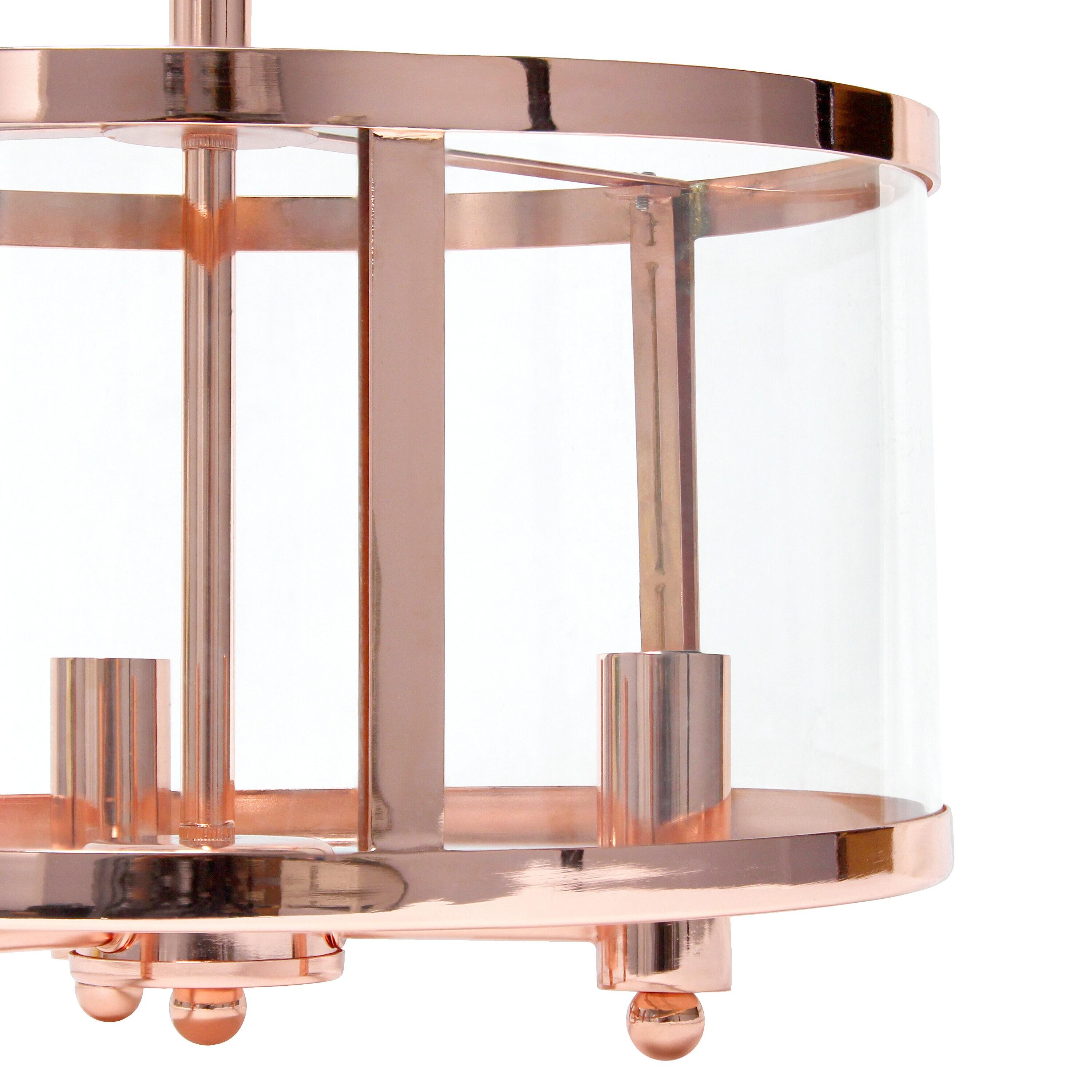 3-Light 13" Industrial Farmhouse Glass/Metallic Accented Semi-flushmount Ceiling Light - Lalia Home