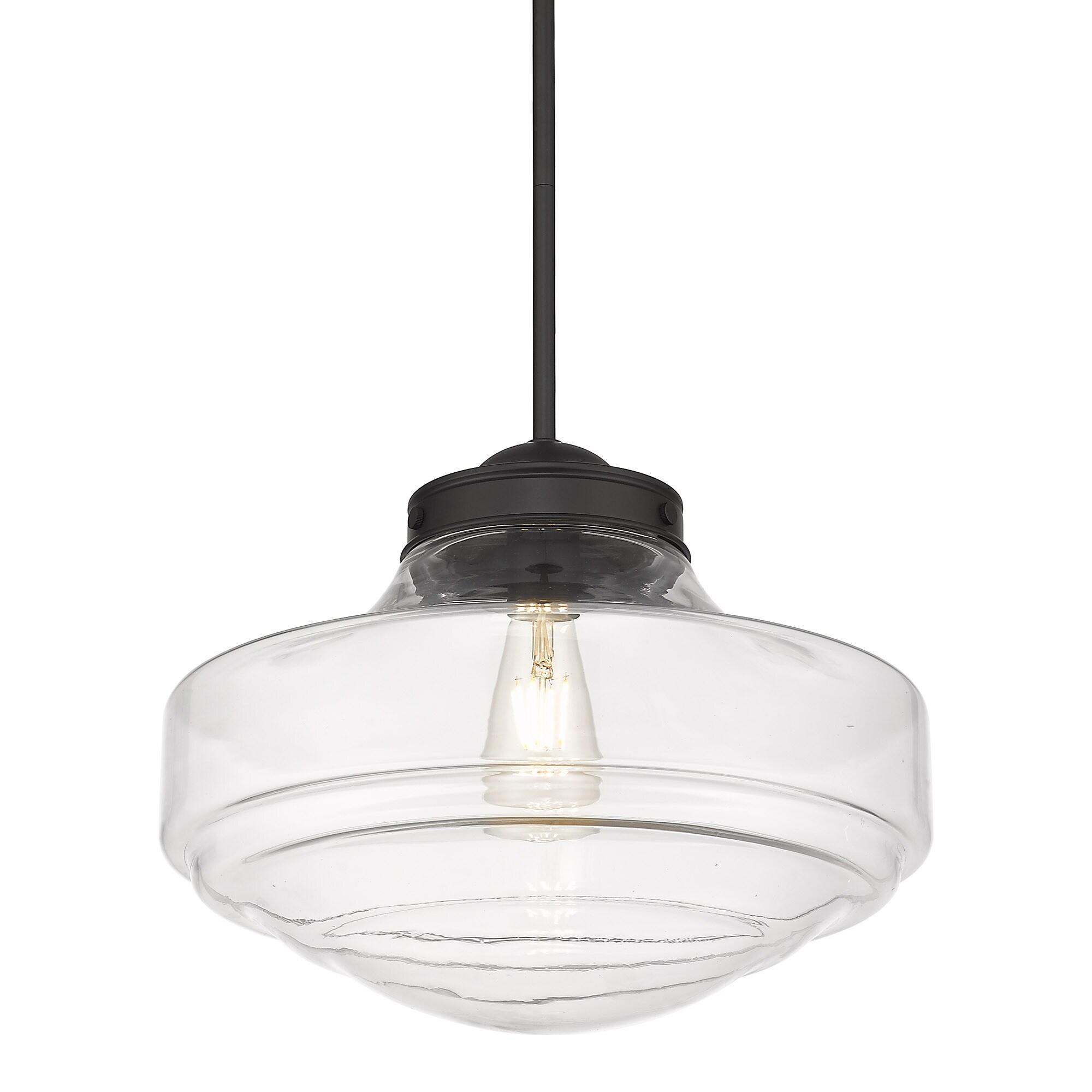 Golden Lighting Ingalls 1-Light Large Pendant in Matte Black with Clear Glass