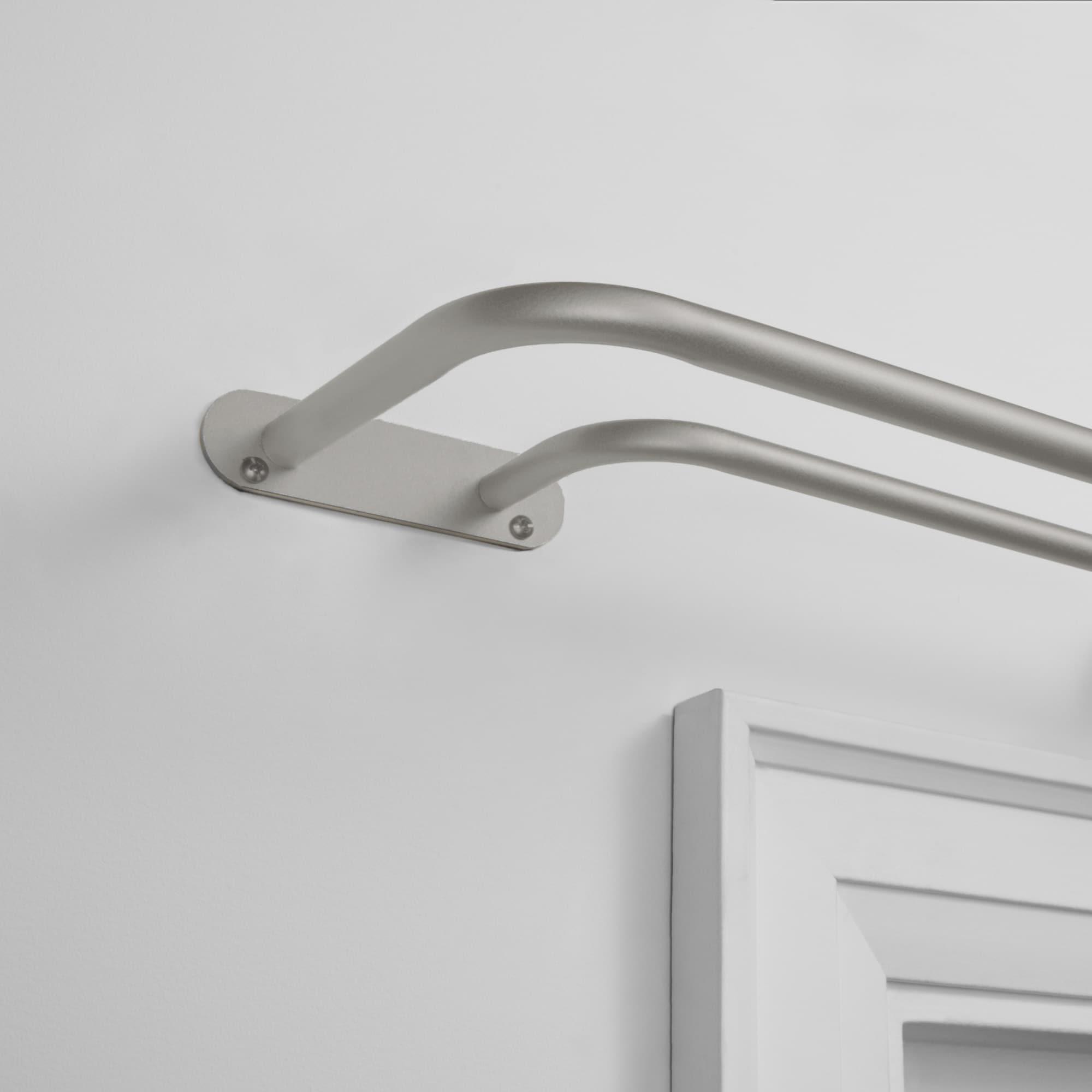 EXCLUSIVE HOME Fetter Wrap Around Double Curtain Rod, Matte Silver, 52"-72"