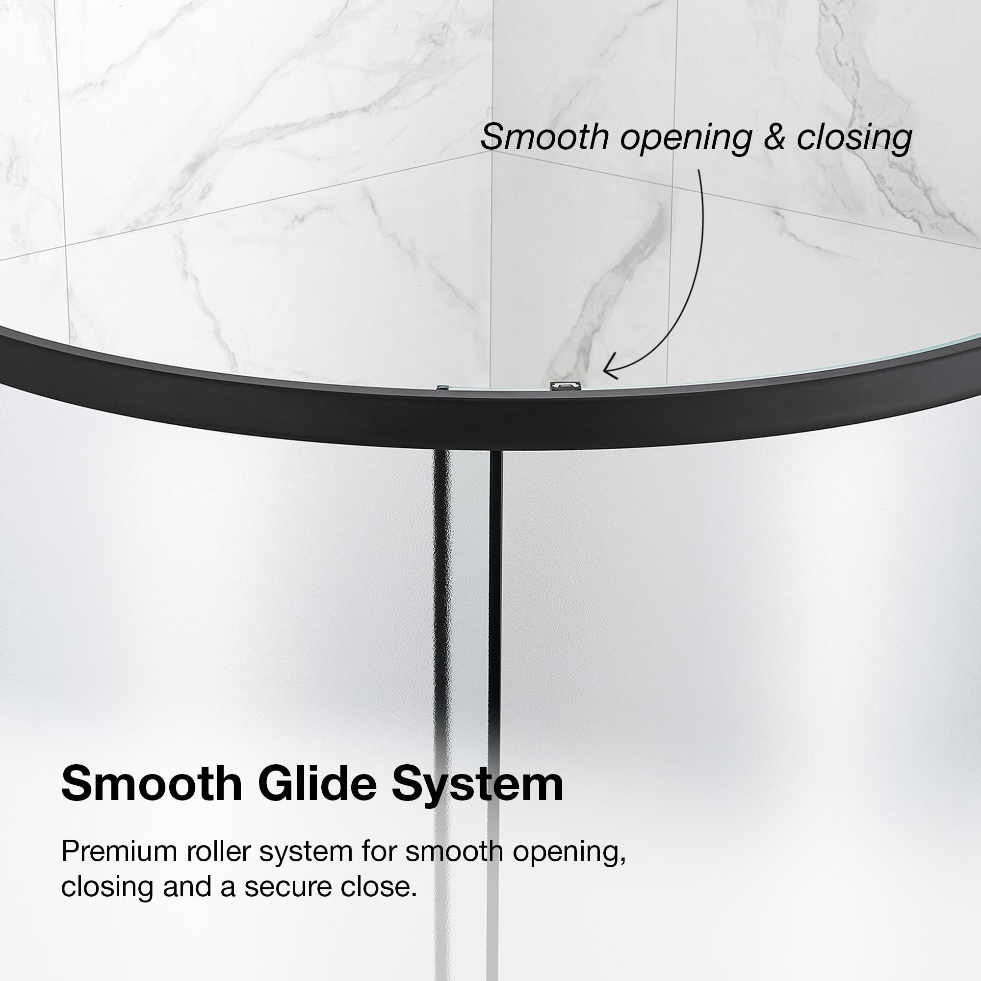 Ove Decors OVE Decors Breeze 35 in. Round Shower Kit w/ Frosted, Base, Wall 15SKA-BREF34-BLKAC