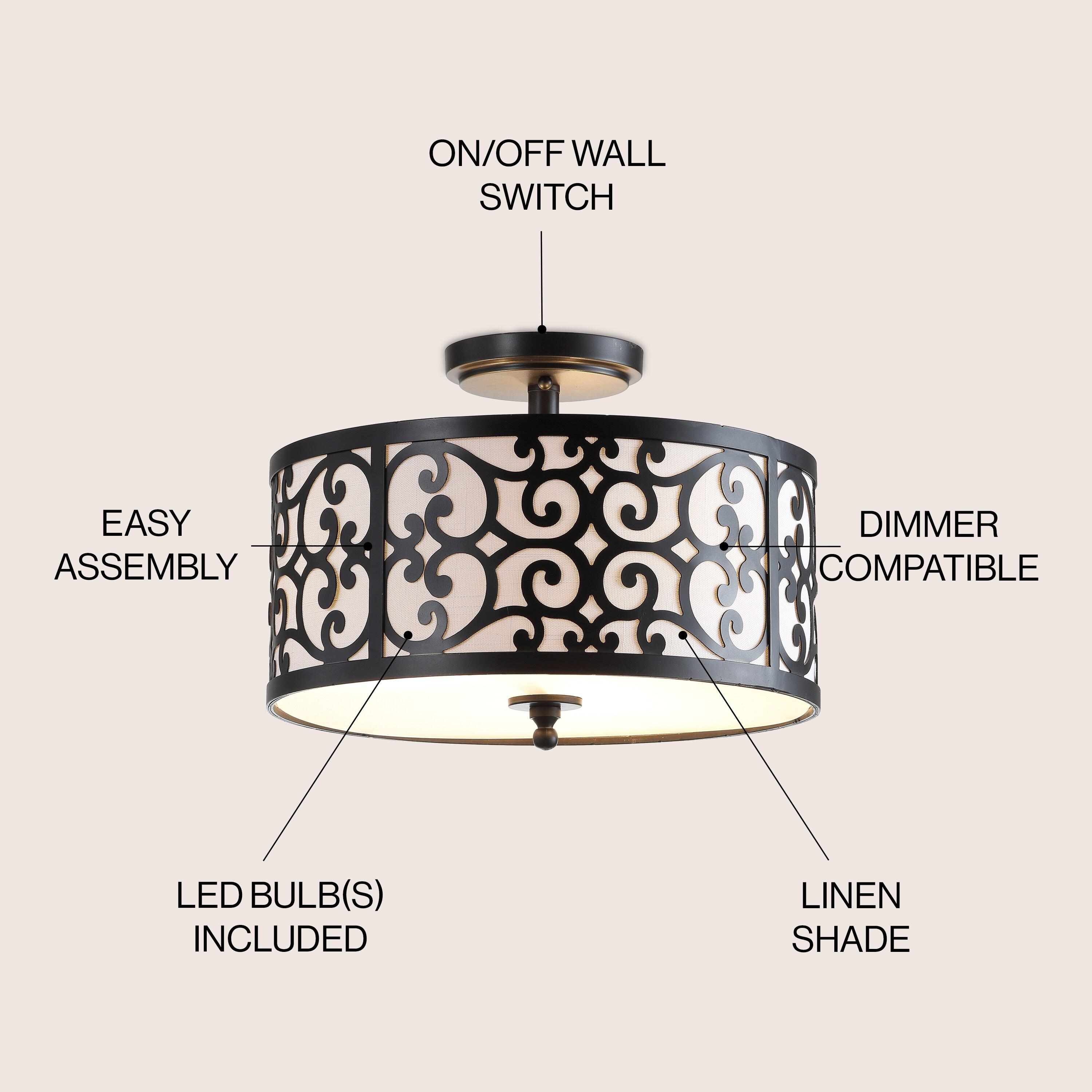 Katherine 15" Metal LED Semi-Flush Mount, Oil Rubbed Bronze