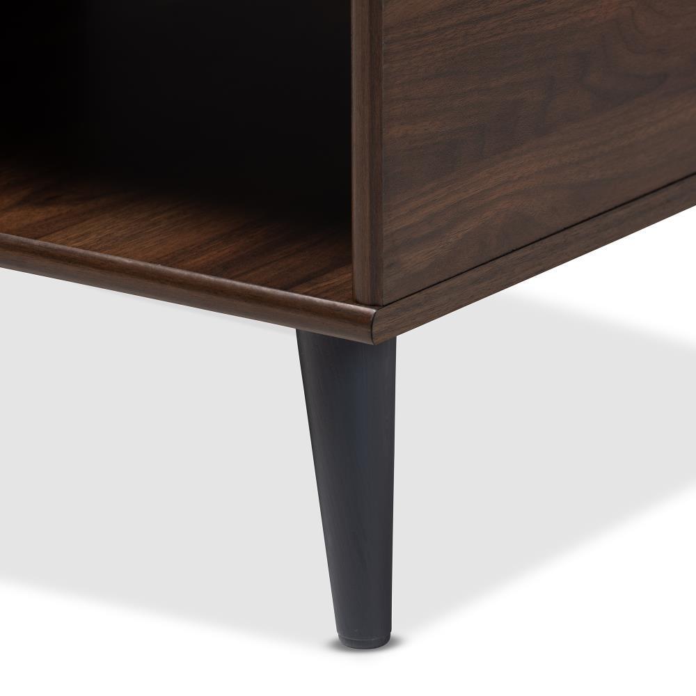 Pierre Coffee Table Dark Brown/Gray - Baxton Studio: Mid-Century Modern Storage, Tapered Legs