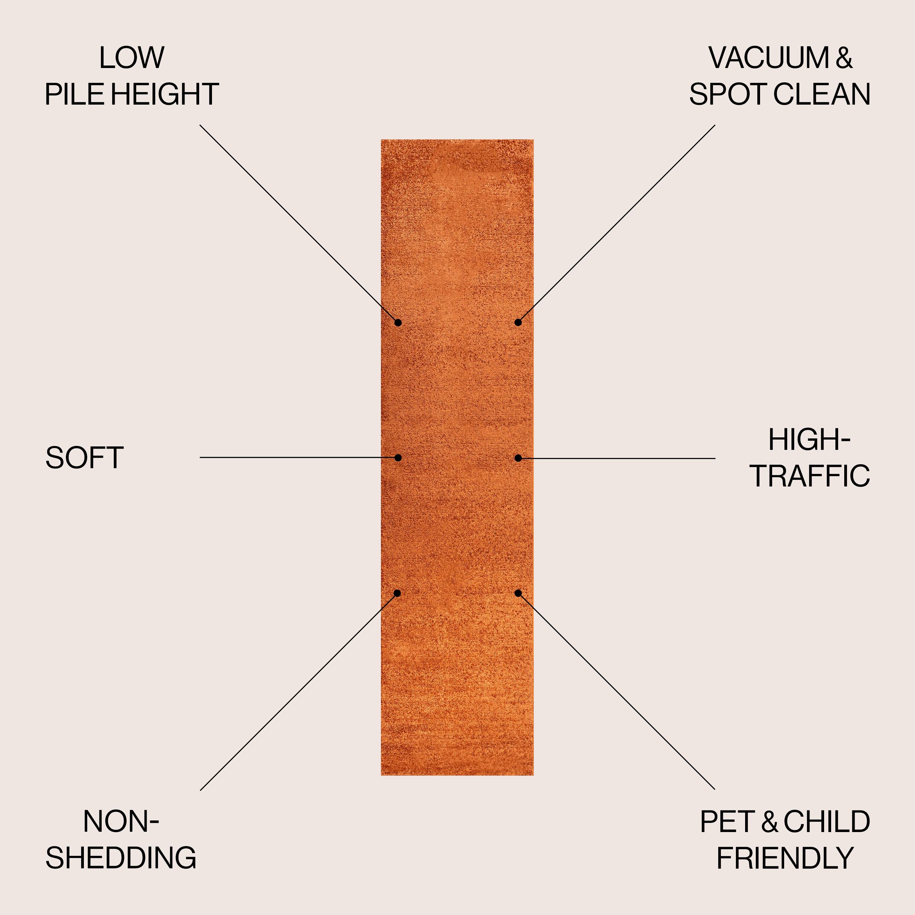 2'x10' Haze Solid Low-Pile Runner Rug, Orange - JONATHAN Y