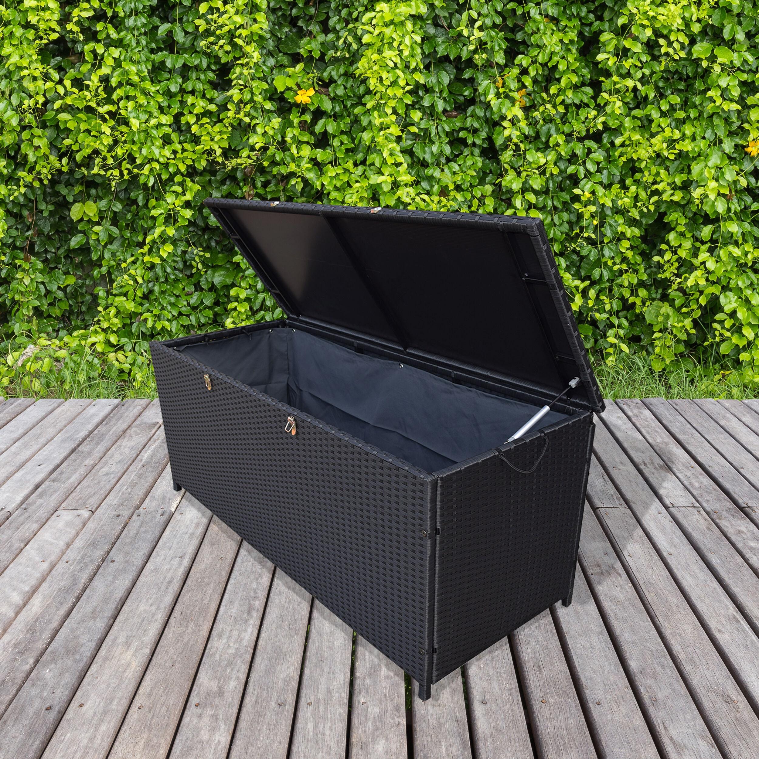 Oakland Living Indoor and Outdoor 113 Gallon Wicker Storage Bin with Metal Frame