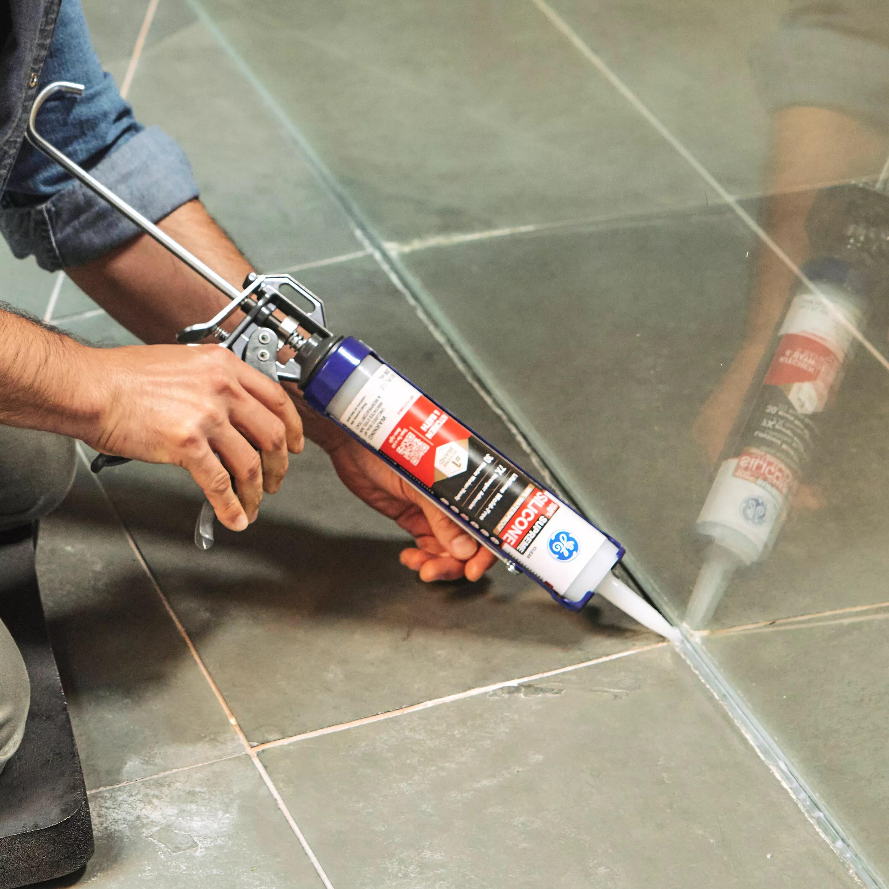 Kitchen, Bath & Plumbing Silicone Caulk, Almond, 10.1oz., Momentive, M90010