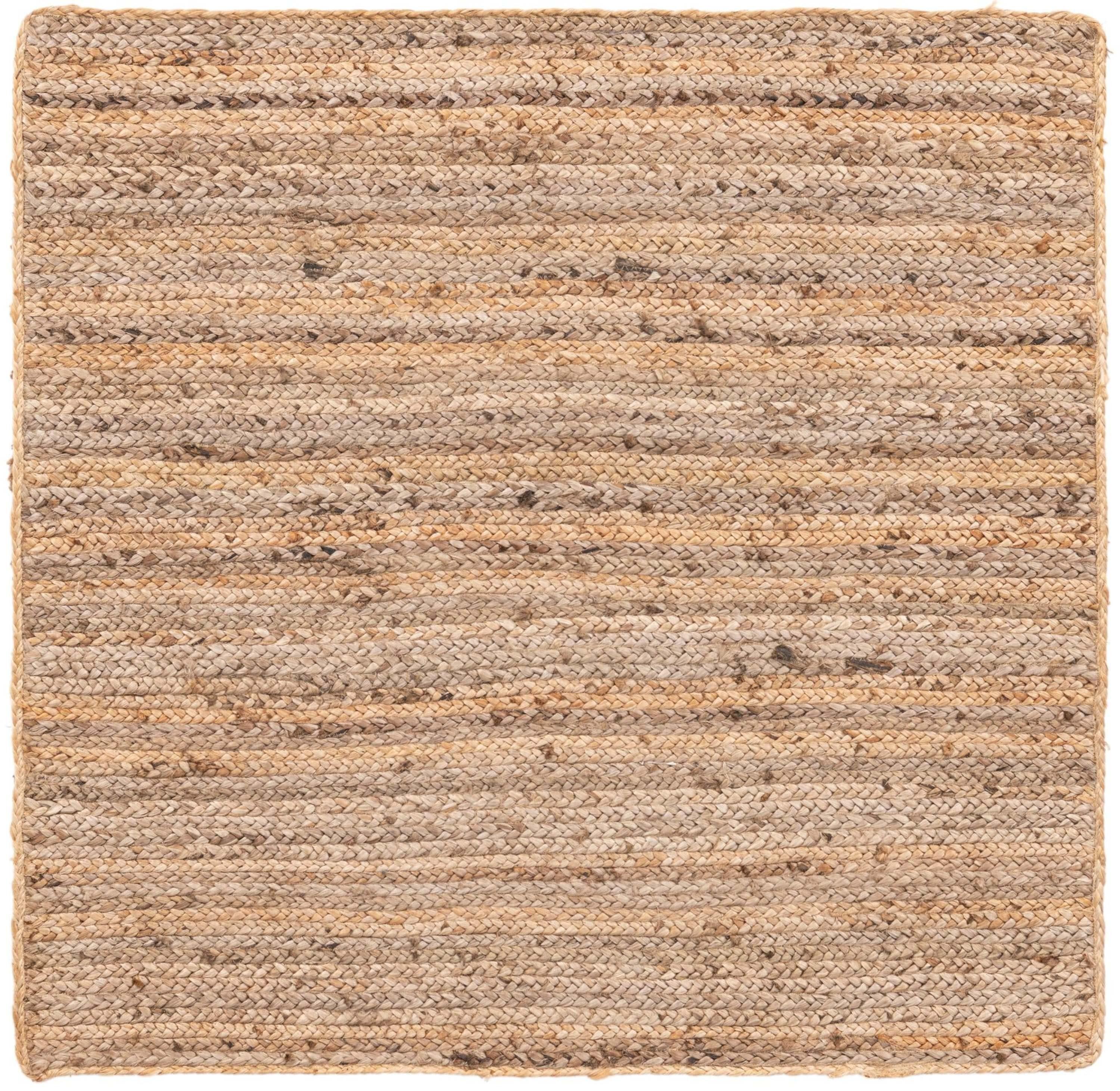 Unique Loom 4'x4' Braided Jute Dhaka Natural Indoor Area Rug