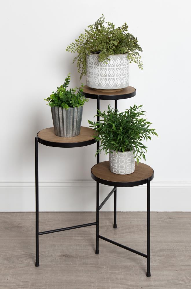 Kate and Laurel Fields Round Metal Plant Stand, 17x22x30, Black