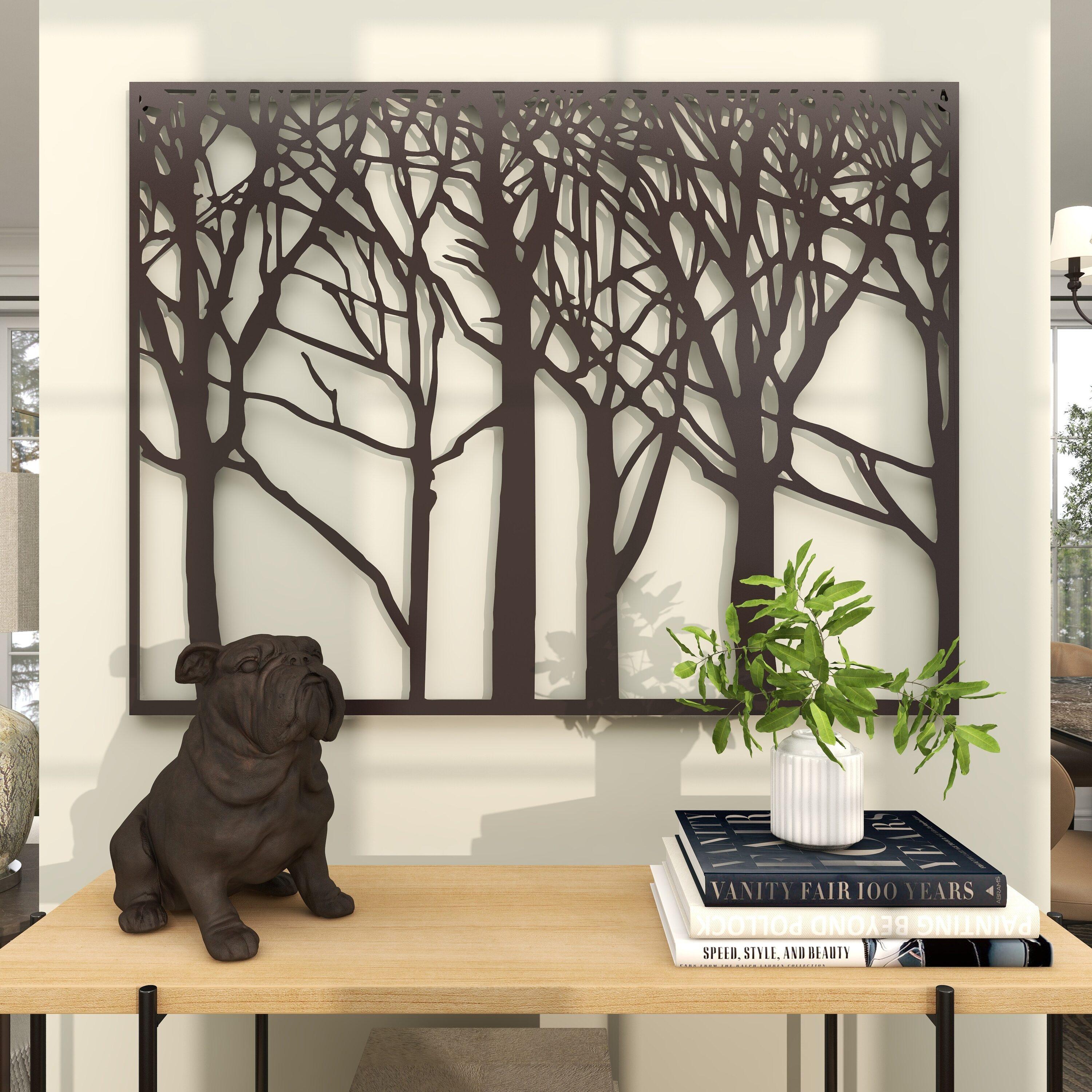 DecMode Black Metal Tree Wall Decor