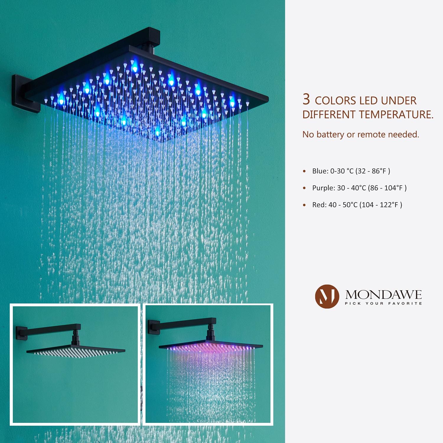 Rainfall Symphony 12inch 3-Function Dual Shower Head Thermostatic Shower System with 3 Sprays Handheld