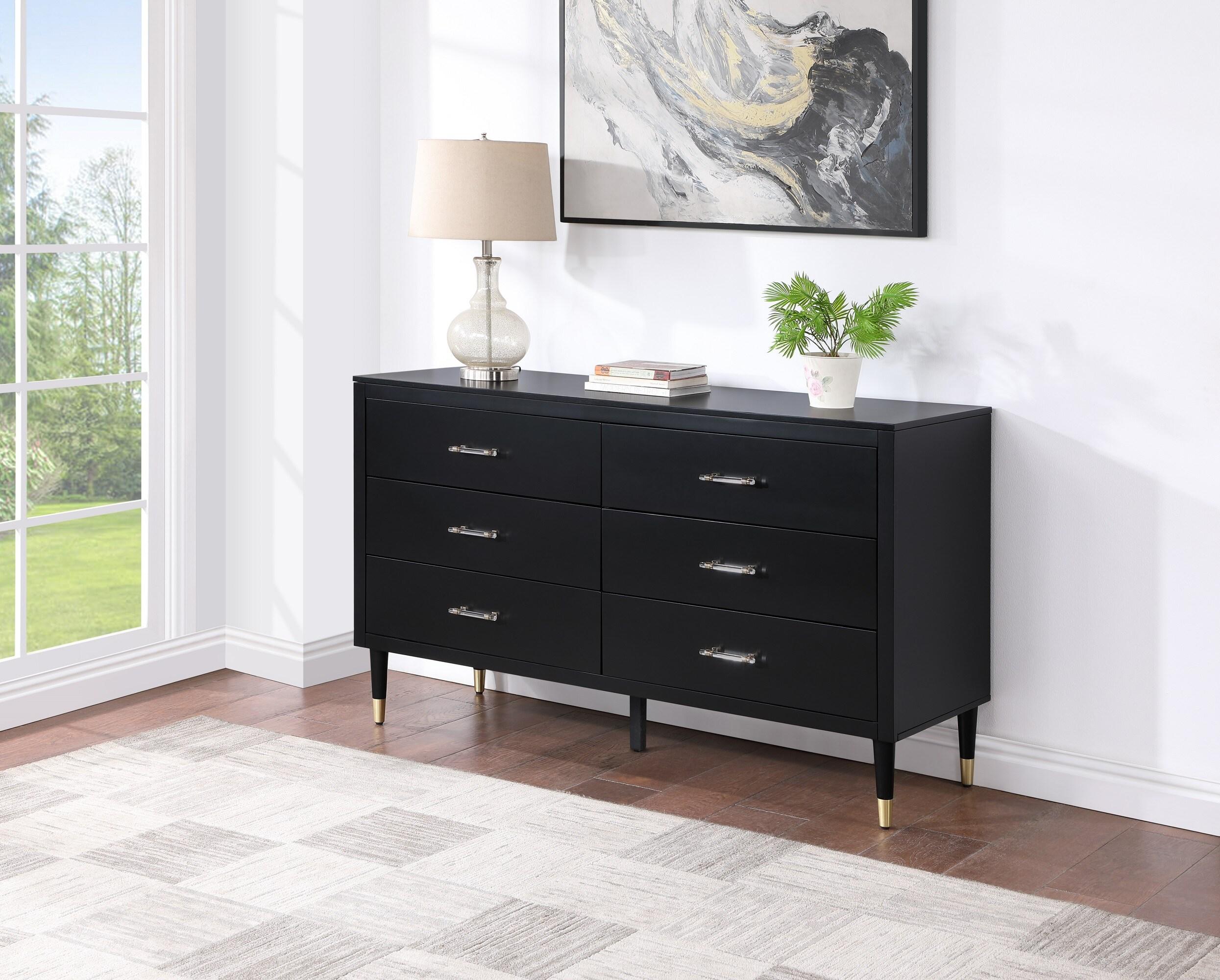 Manhattan Comfort Solid Wood 60'' W 6 - Drawer Dresser