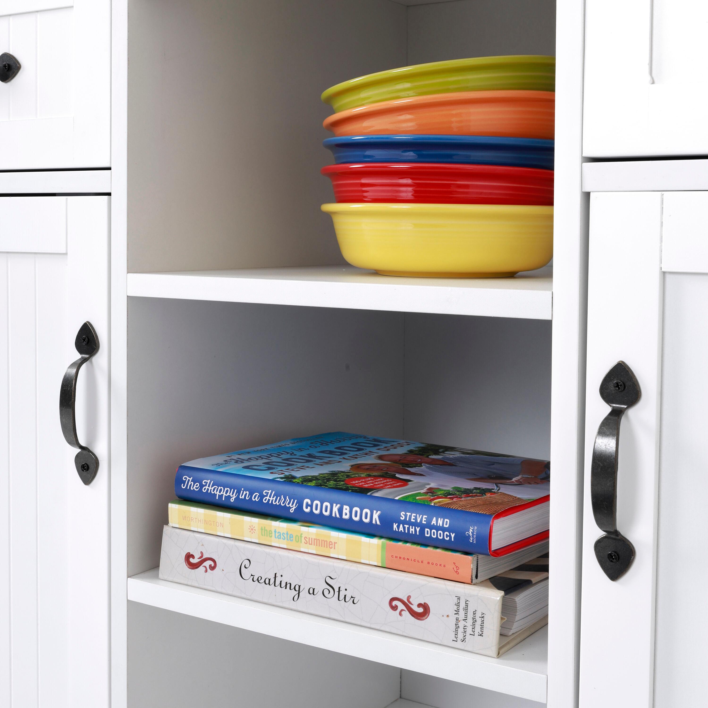 OS Home & Office Furniture Countryside Buffet with Two Drawers & Two Doors, Crisp White with Warm Pine Tops