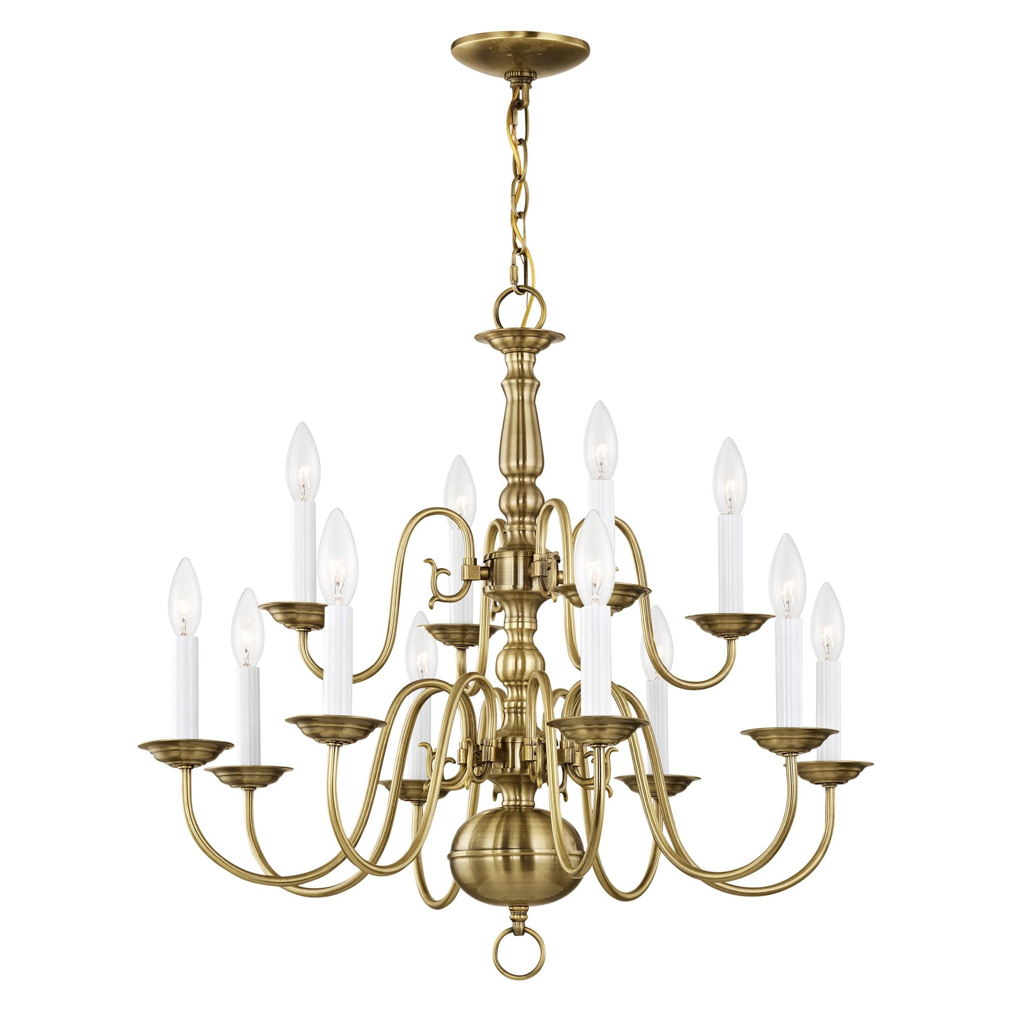 Livex Lighting Williamsburgh 12 - Light Chandelier in  Antique Brass