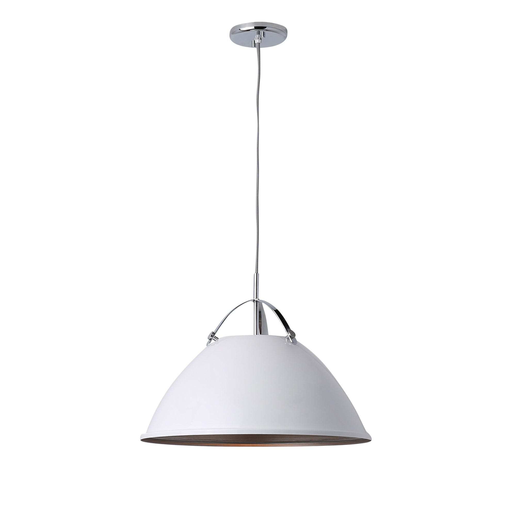 Progress Lighting Tre 1-Light Pendant, Steel, White, Dome Shade
