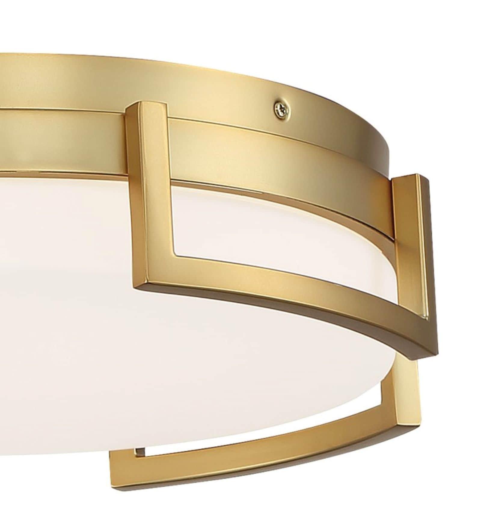 Honey Gold Glass LED Drum Flush Mount Light