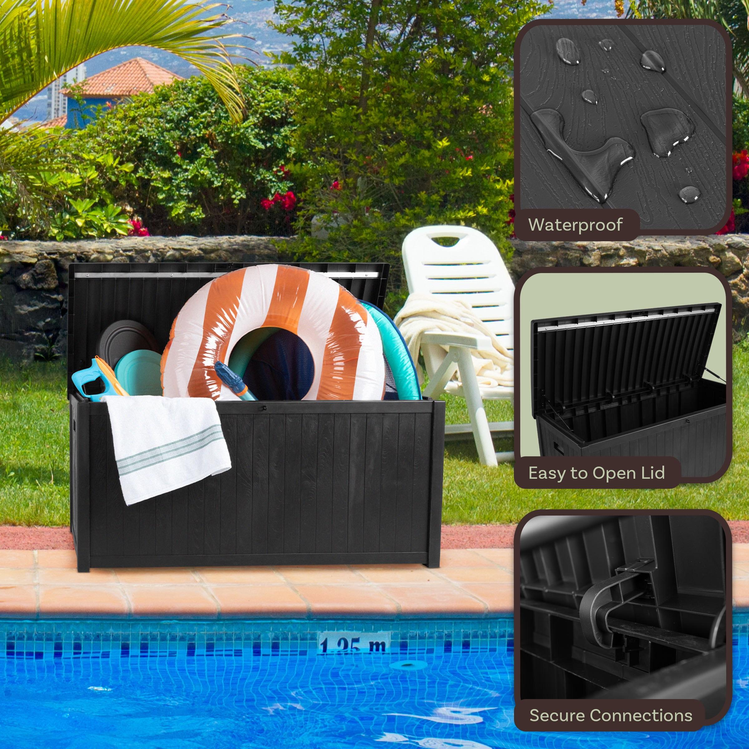 Pure Garden Outdoor Storage Box - 113 Gallon Lockable Deck Box for Pool Accessories, Patio Furniture Cushions, or Package Delivery for Outside by Pure Garden