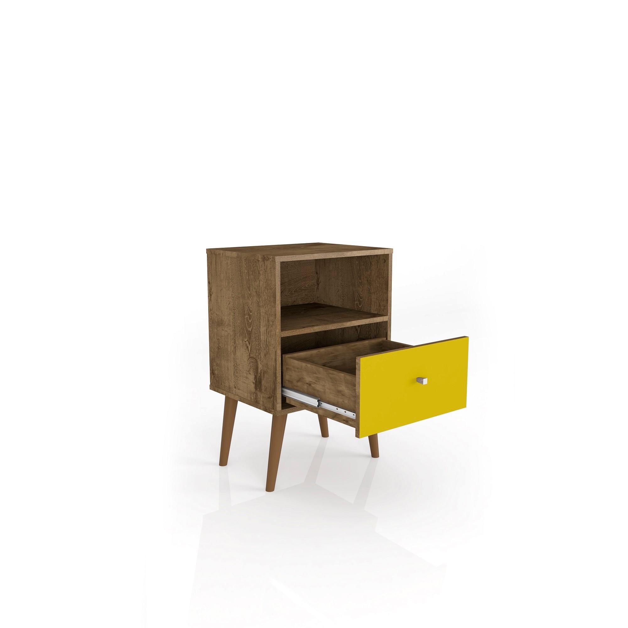 Liberty Mid-Century Modern Nightstand 1.0 with 1 Cubby Space and 1 Drawer with Solid Wood Legs