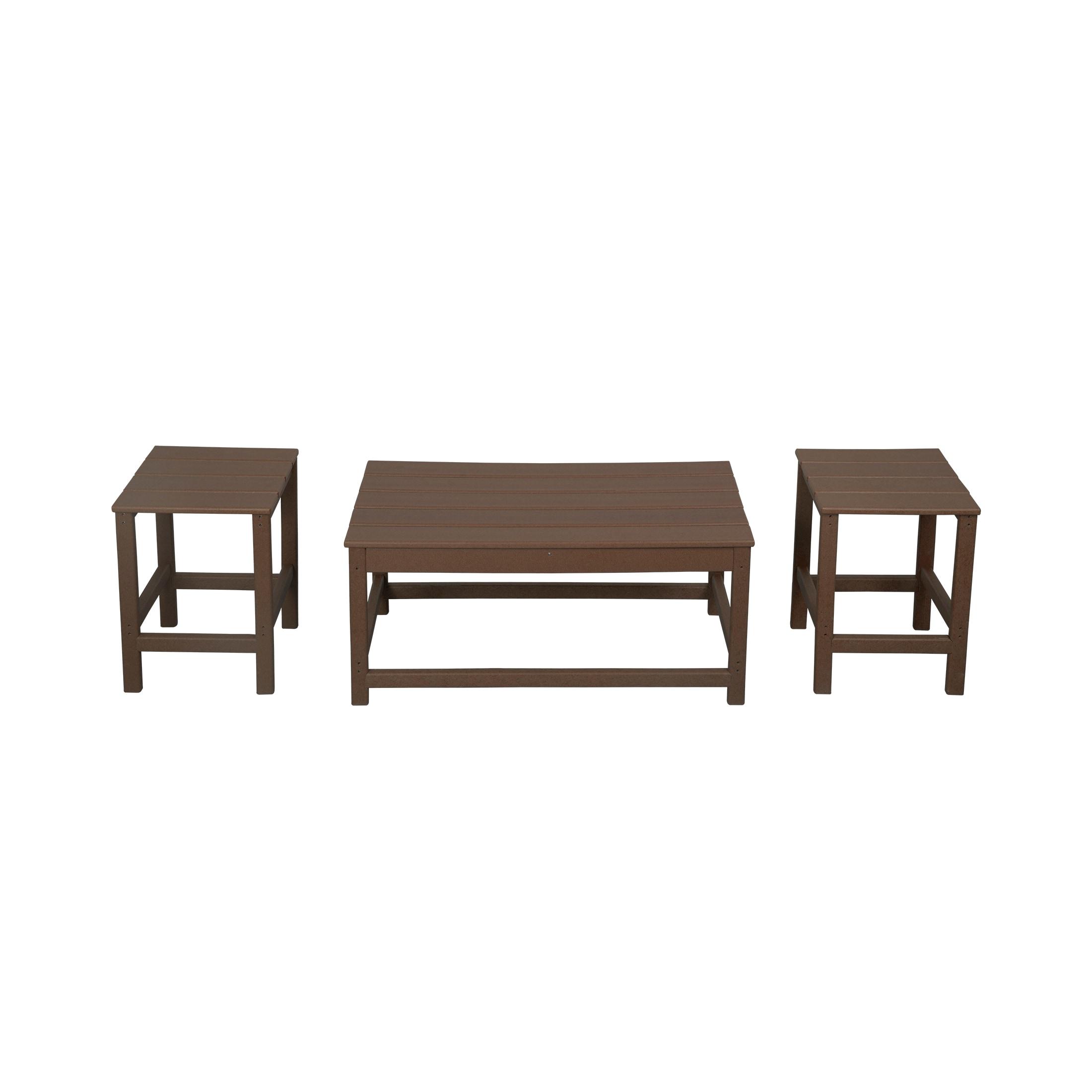 Polytrends  Laguna Hdpe All Weather Outdoor Patio Coffee And Side Tables (3-Piece Set) Dark Brown