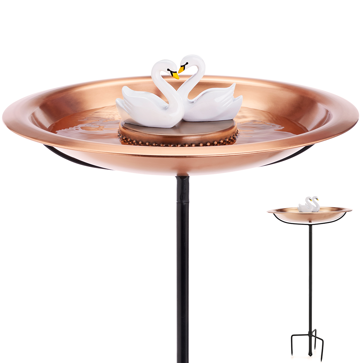 Good Directions 18" Copper Bird Bath with Swans
