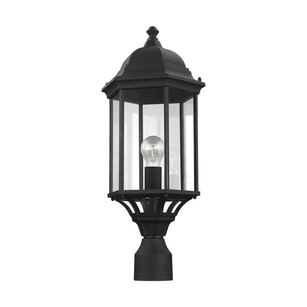 Sevier Black 1-Light Outdoor Post Lantern with Clear Glass Shade