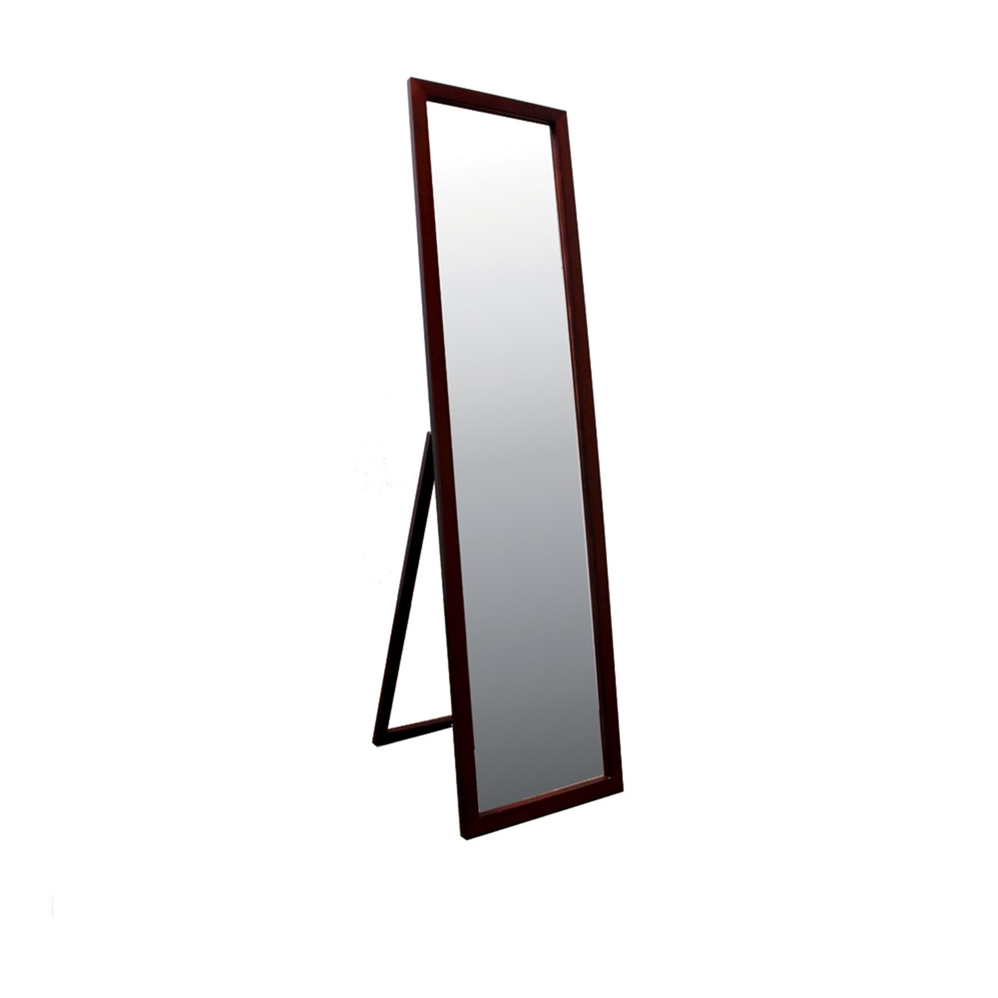 Ore International Floor Mirror Brown: Lacquered Wood Frame, 55" Tall, Freestanding Easel Back