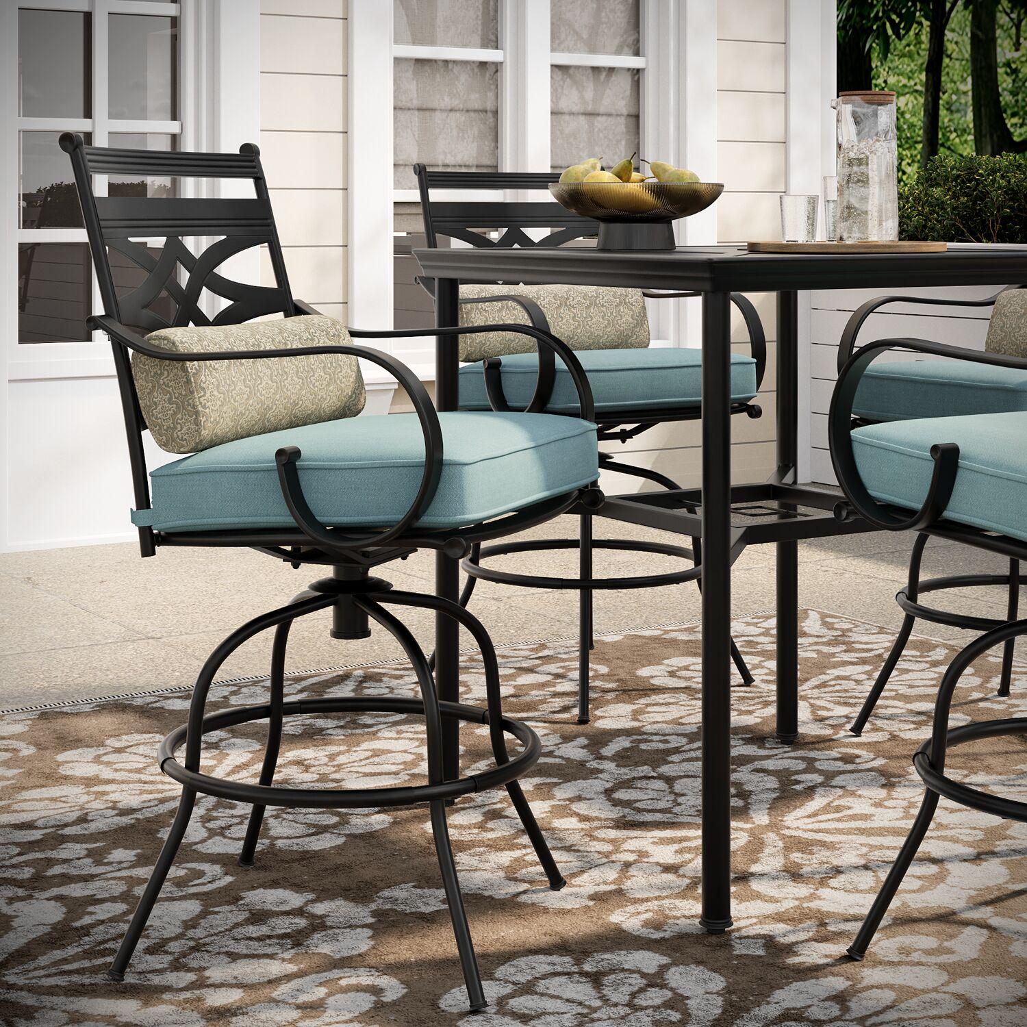 Hanover Montclair 5-Piece Steel Outdoor Counter-Height Patio Dining Set with Table, Seats 4