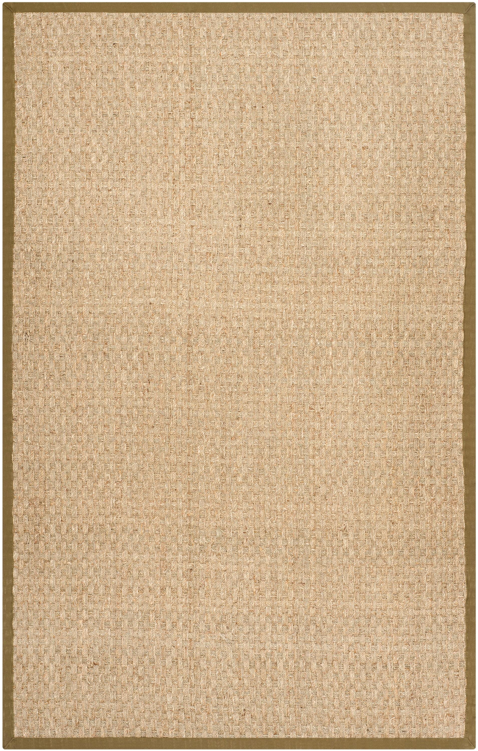 SAFAVIEH Natural Fiber Arbor Border Area Rug, Natural/Olive, 6' x 9'