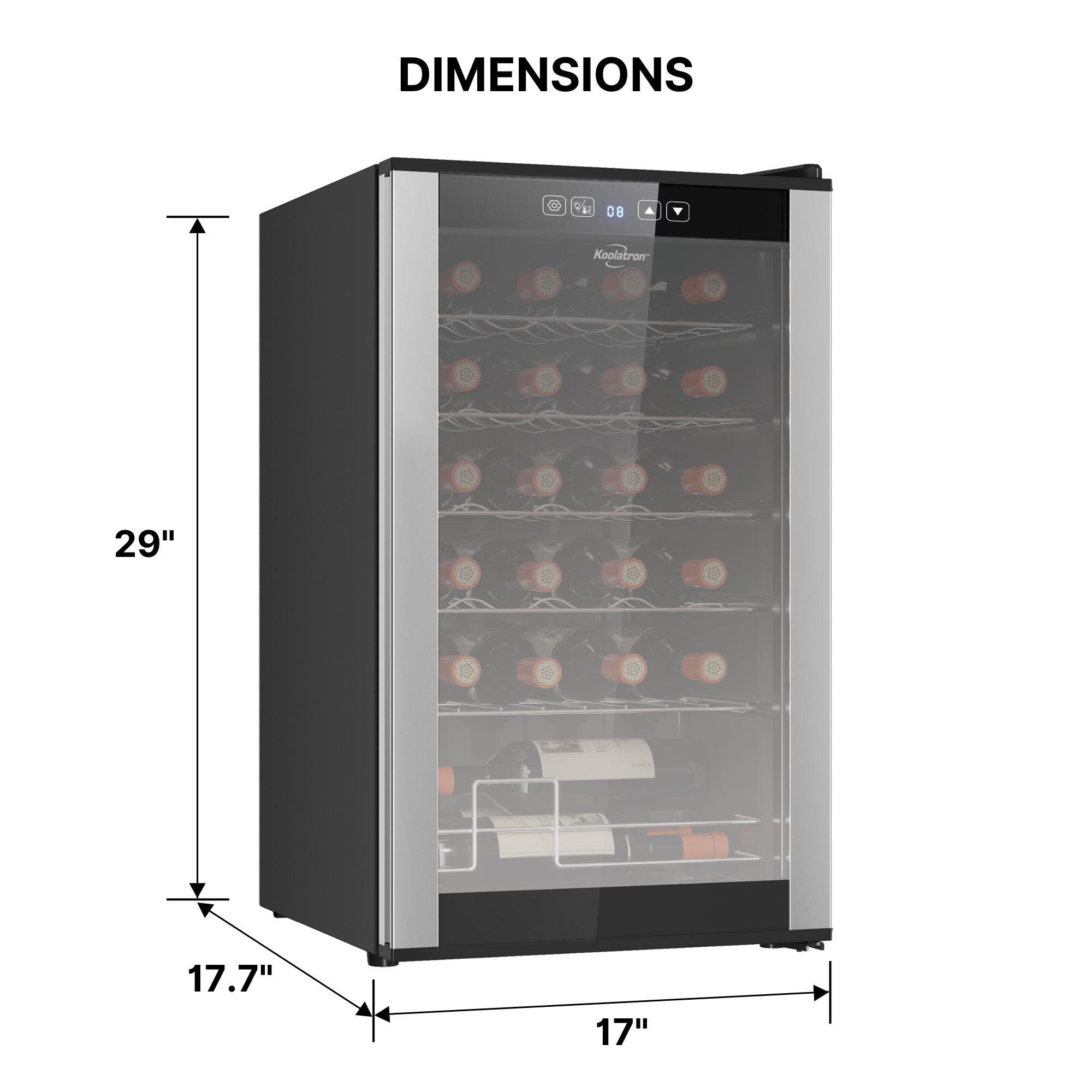 24 Bottle Dual Zone Wine Cooler, Black, 2.4 cu. ft. (68L) Freestanding Wine Fridge