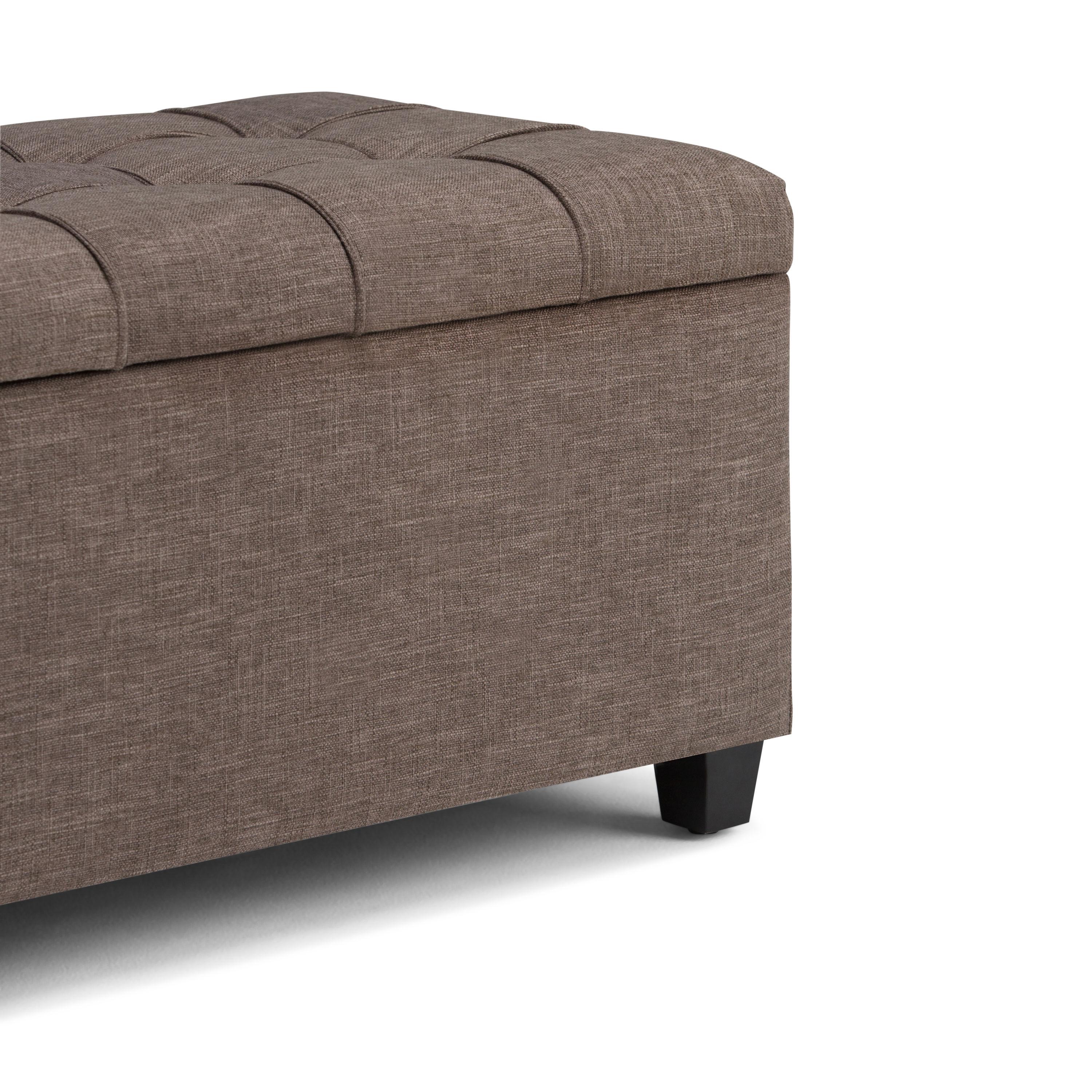Simpli Home Sienna 33"W Upholstered Storage Ottoman Bench with Lift-Up Tufted Top
