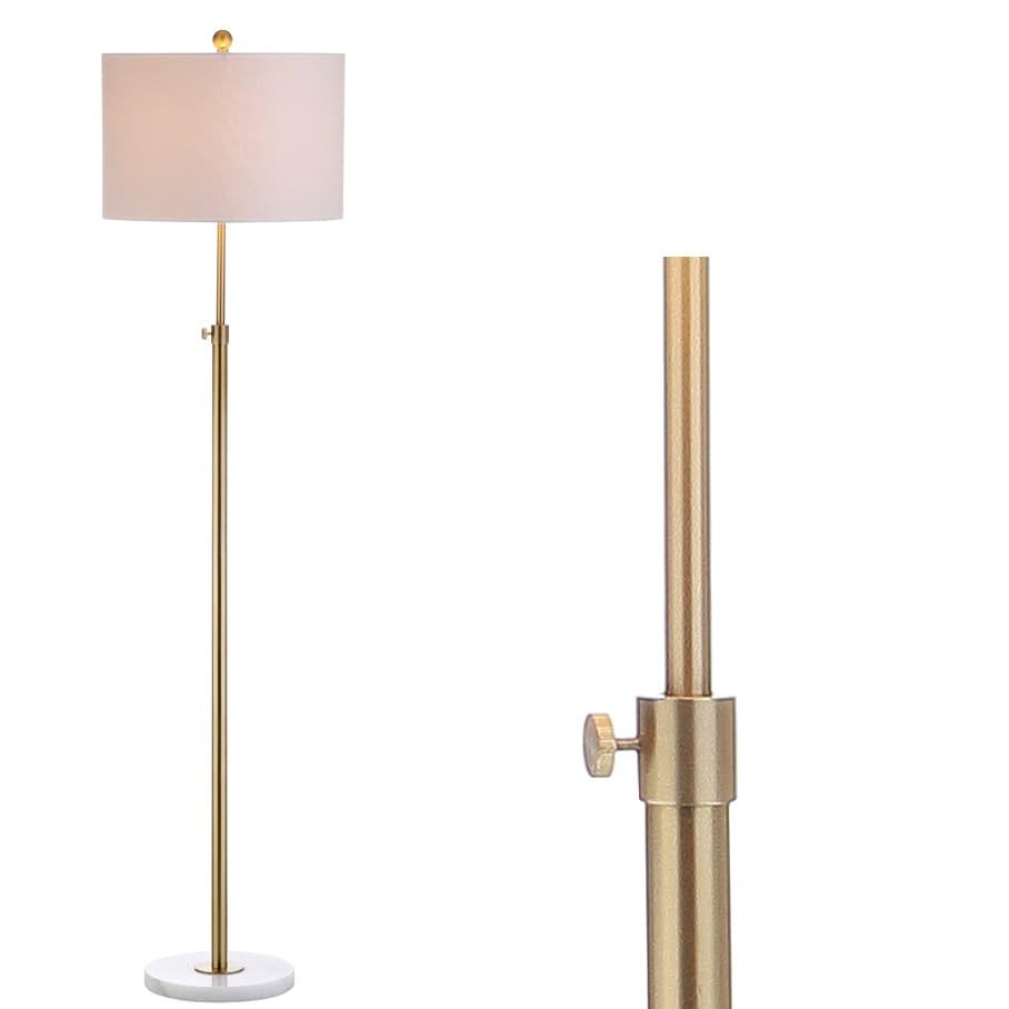 JONATHAN Y JYL3022A June 65" Adjustable Metal/Marble LED Floor Lamp, Modern, Contemporary, Elegant, Glam, Office, Living Room, Family Room, Dining Room, Bedroom, Hallway, Foyer, Brass